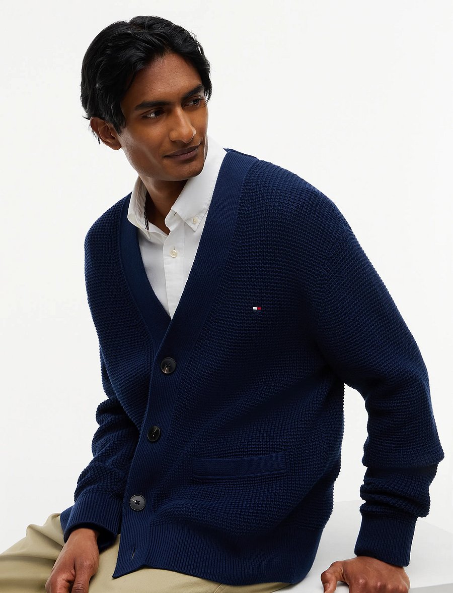 Tommy Hilfiger - WAFFLE STRUCTURE CARDIGAN - strickjacken - carbon navy - 3