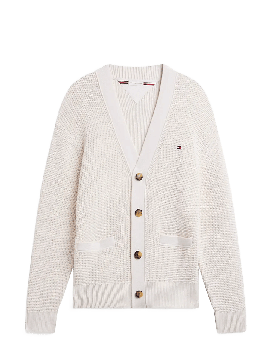 Tommy Hilfiger - WAFFLE STRUCTURE CARDIGAN - koftor - ivory petal - 1