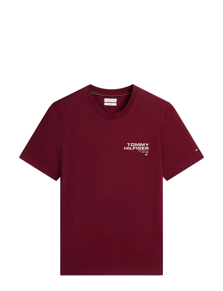 Tommy Hilfiger - NY BACK FLAG GRAPHIC TEE - kurzärmelige t-shirts - burgundy - 1
