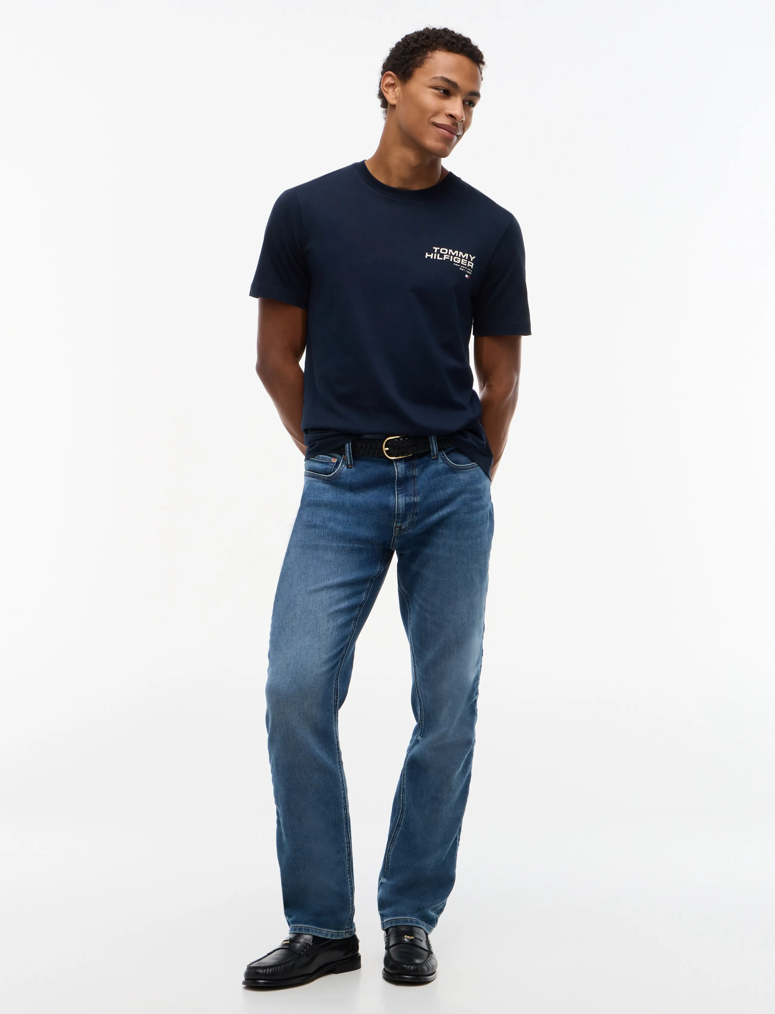 Tommy Hilfiger - NY BACK FLAG GRAPHIC TEE - kortärmade t-shirts - navy blue - 4
