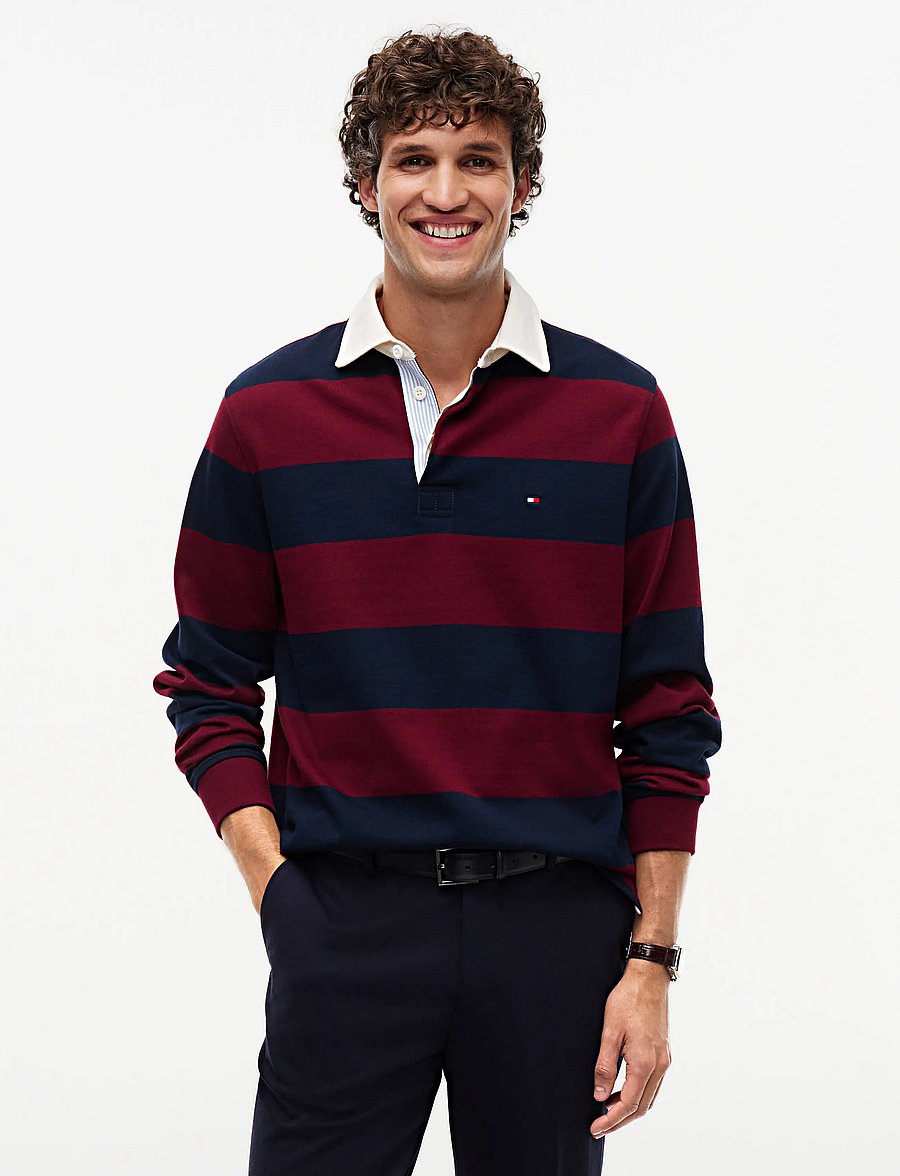 Tommy Hilfiger - ESSENTIAL STRIPE RUGBY - langärmelig - burgundy carbon navy - 0