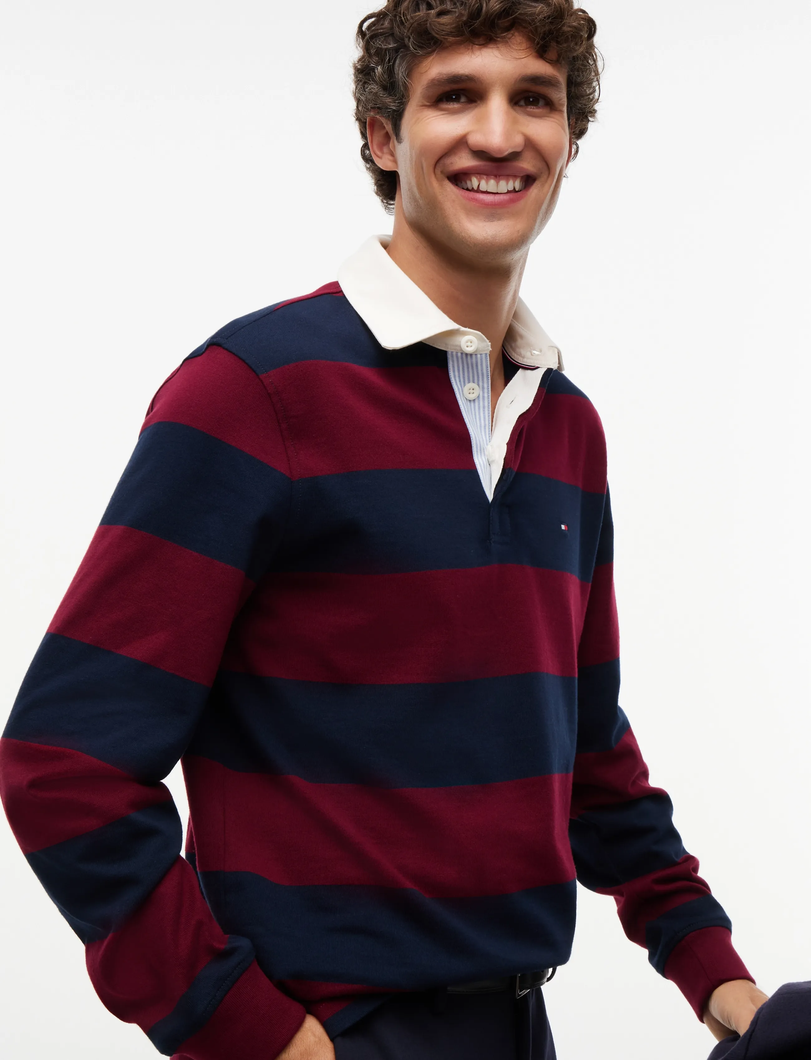 Tommy Hilfiger - ESSENTIAL STRIPE RUGBY - long-sleeved polos - burgundy  carbon navy - 3