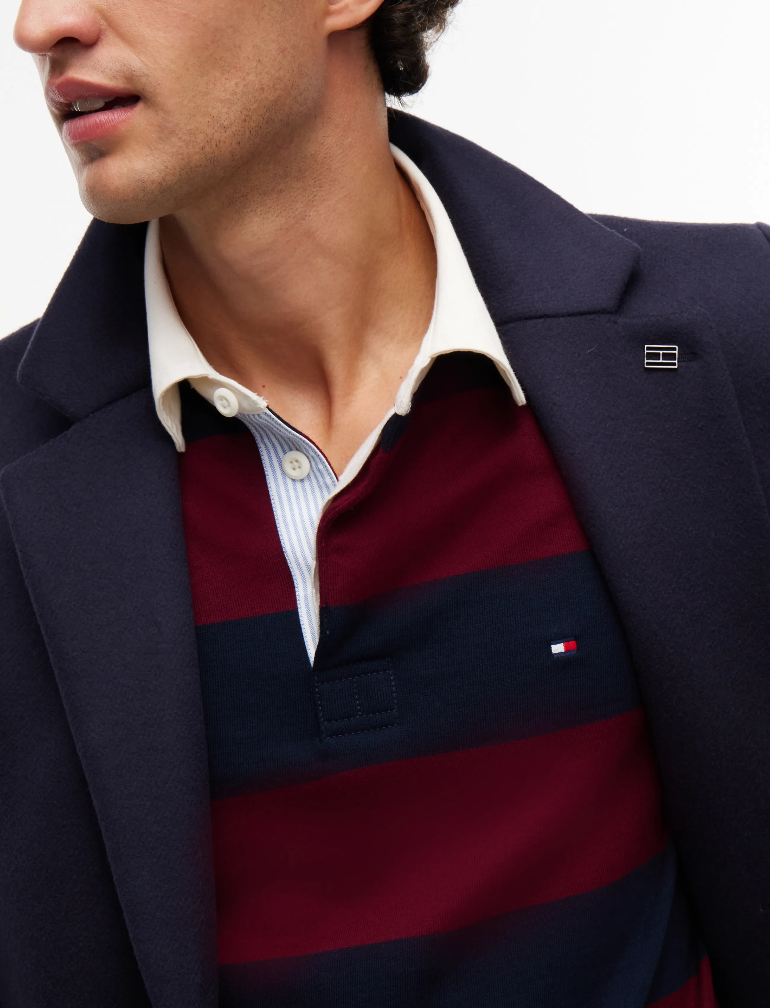 Tommy Hilfiger - ESSENTIAL STRIPE RUGBY - long-sleeved polos - burgundy  carbon navy - 5