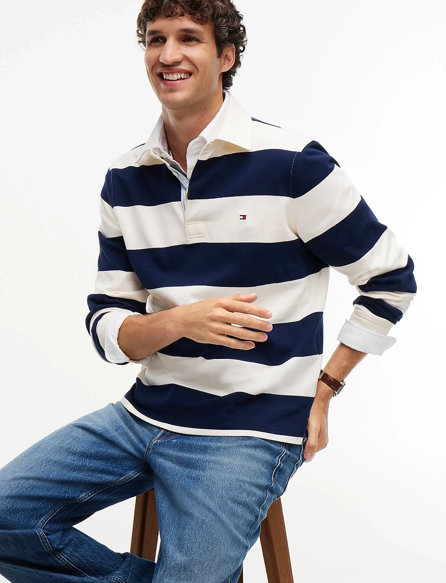 Tommy Hilfiger - ESSENTIAL STRIPE RUGBY - długi rękaw - ivory petal carbon navy - 5