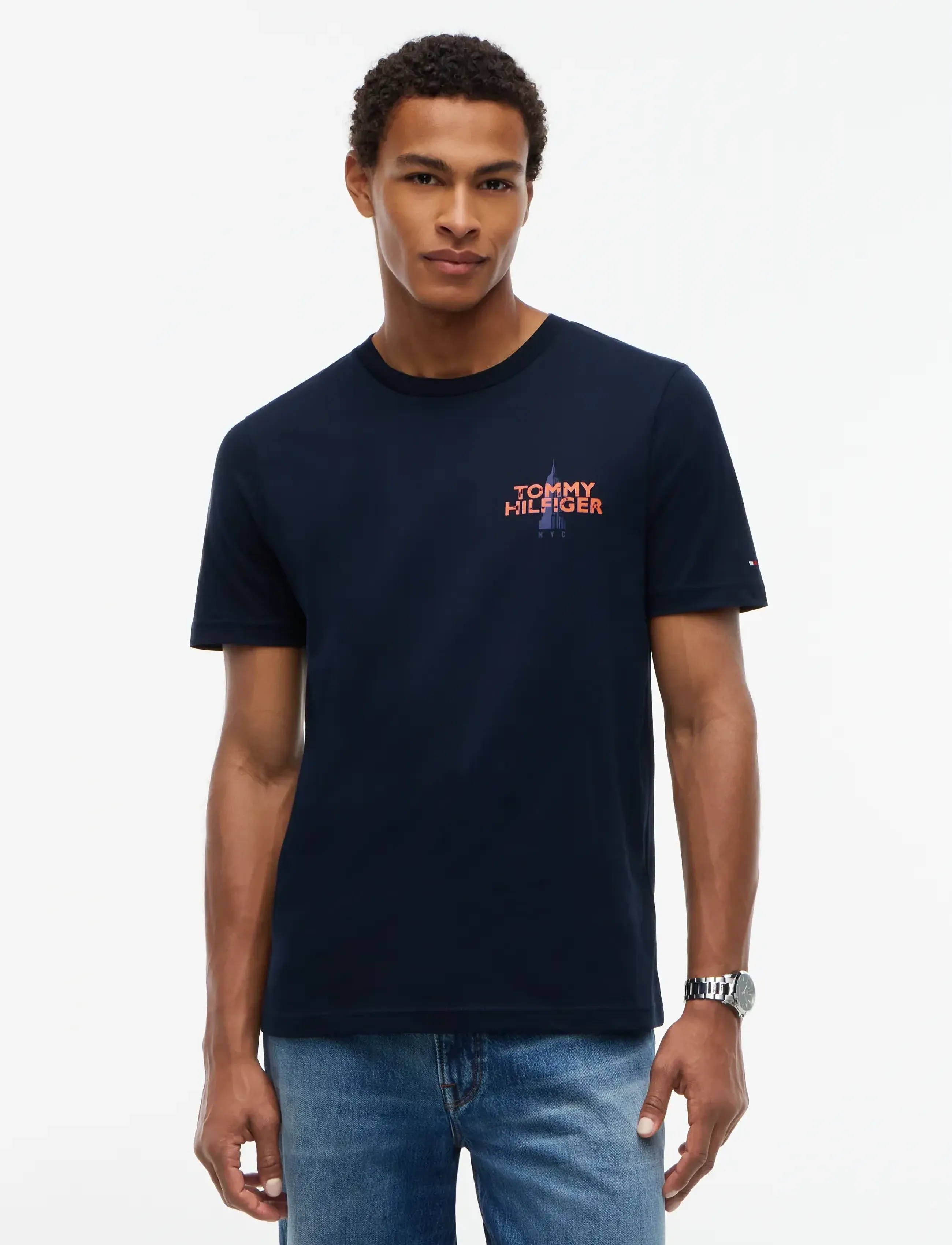 Tommy Hilfiger EMPIRE LEFT CHEST GRAPHIC TEE - T-särgid - NAVY BLUE / navy