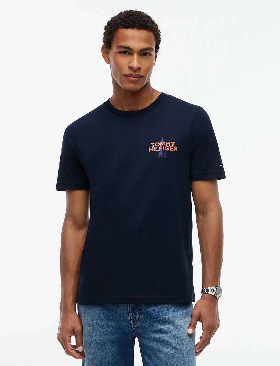 Tommy Hilfiger - EMPIRE LEFT CHEST GRAPHIC TEE - kurzärmelige t-shirts - navy blue - 0