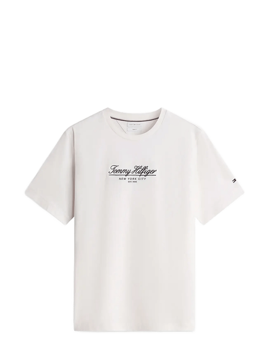 Tommy Hilfiger - BRAND LOVE BIG SCRIPT EMBRO TEE - ivory petal - 1