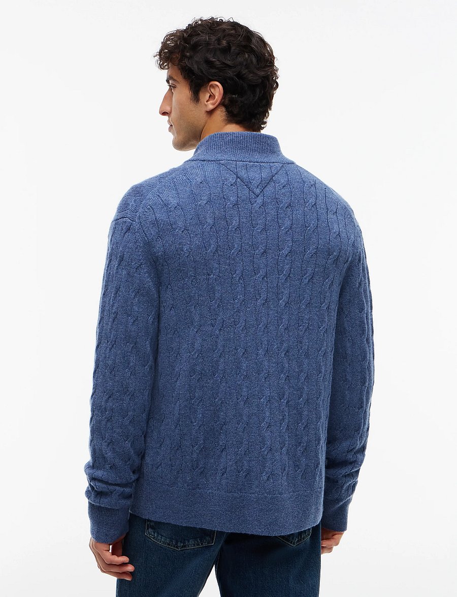 Tommy Hilfiger - LAMBSWOOL CABLE ZIP THROUGH - full zip jumpers - aegean sea heather - 2