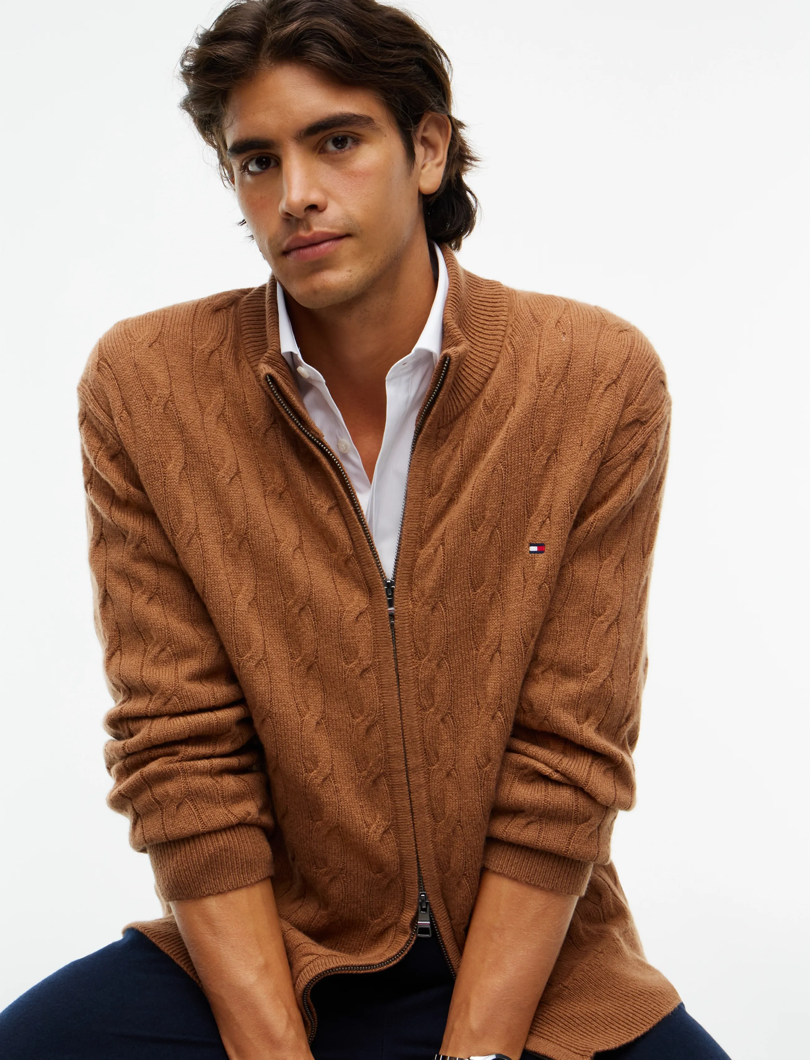 Tommy Hilfiger - LAMBSWOOL CABLE ZIP THROUGH - full zip tröjor - timeless tawny heather - 3