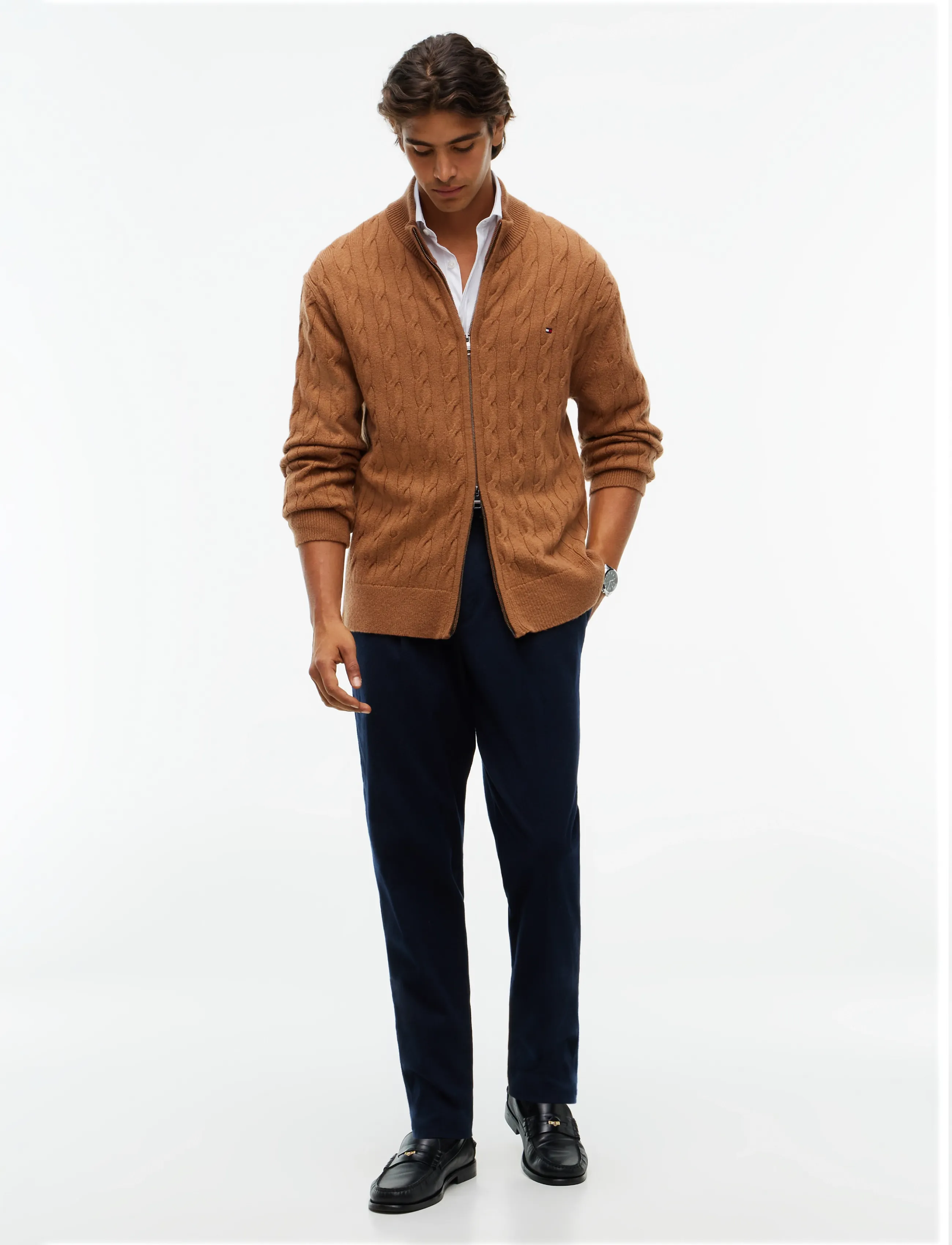 Tommy Hilfiger - LAMBSWOOL CABLE ZIP THROUGH - full zip tröjor - timeless tawny heather - 4