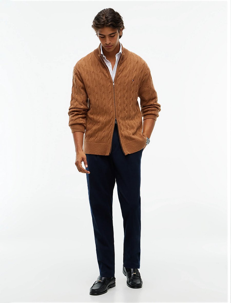 Tommy Hilfiger - LAMBSWOOL CABLE ZIP THROUGH - full zip tröjor - timeless tawny heather - 4