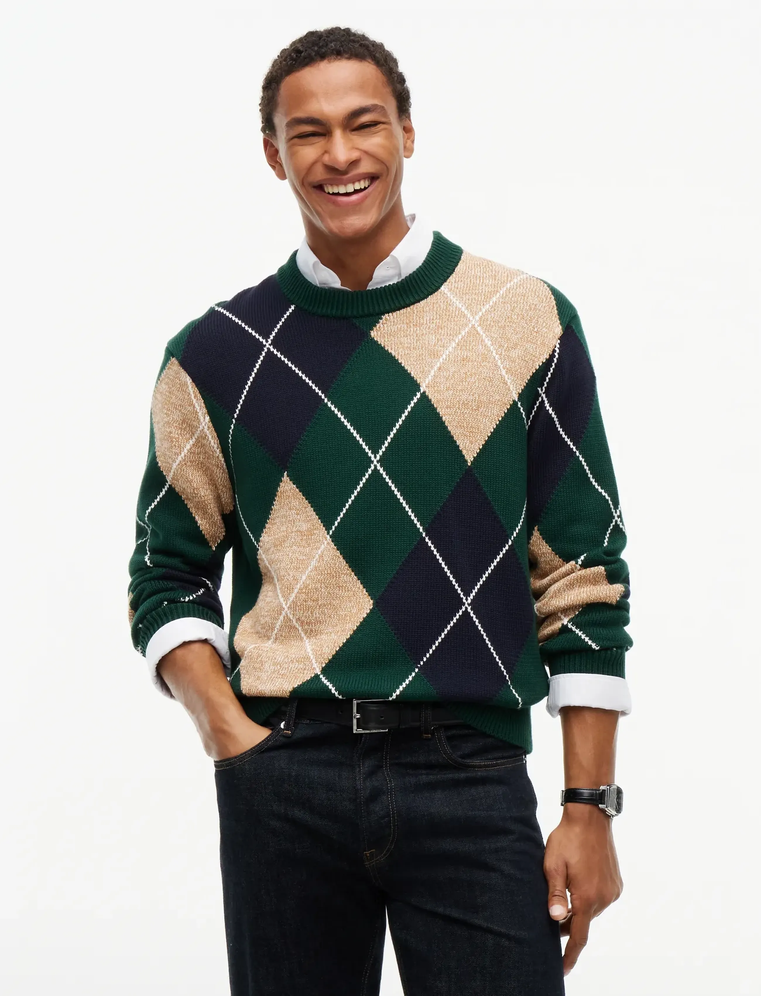Tommy Hilfiger - ARGYLE CREW NECK SWEATER - rund hals - nocturnal green multi - 0