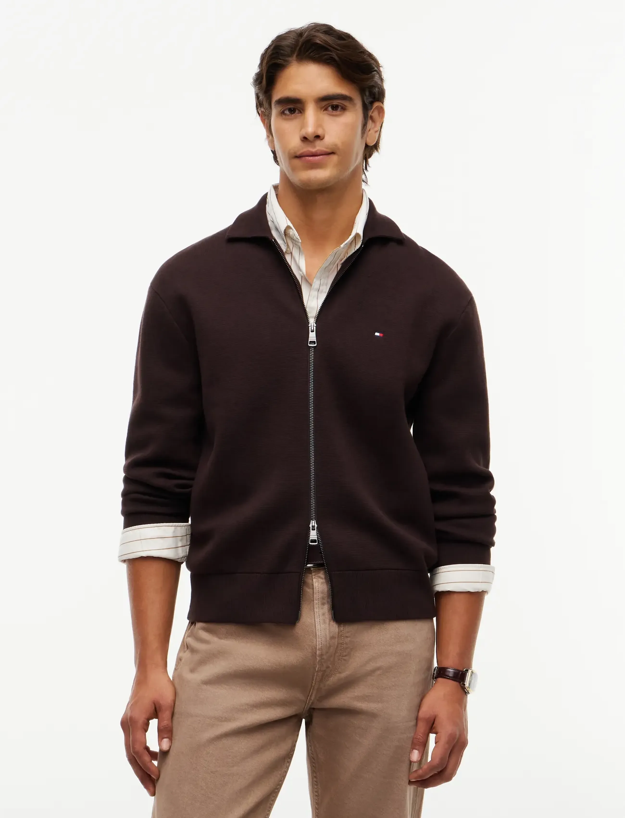 Tommy Hilfiger - FULL MILANO ZIP THROUGH JACKET - chocolate - 0