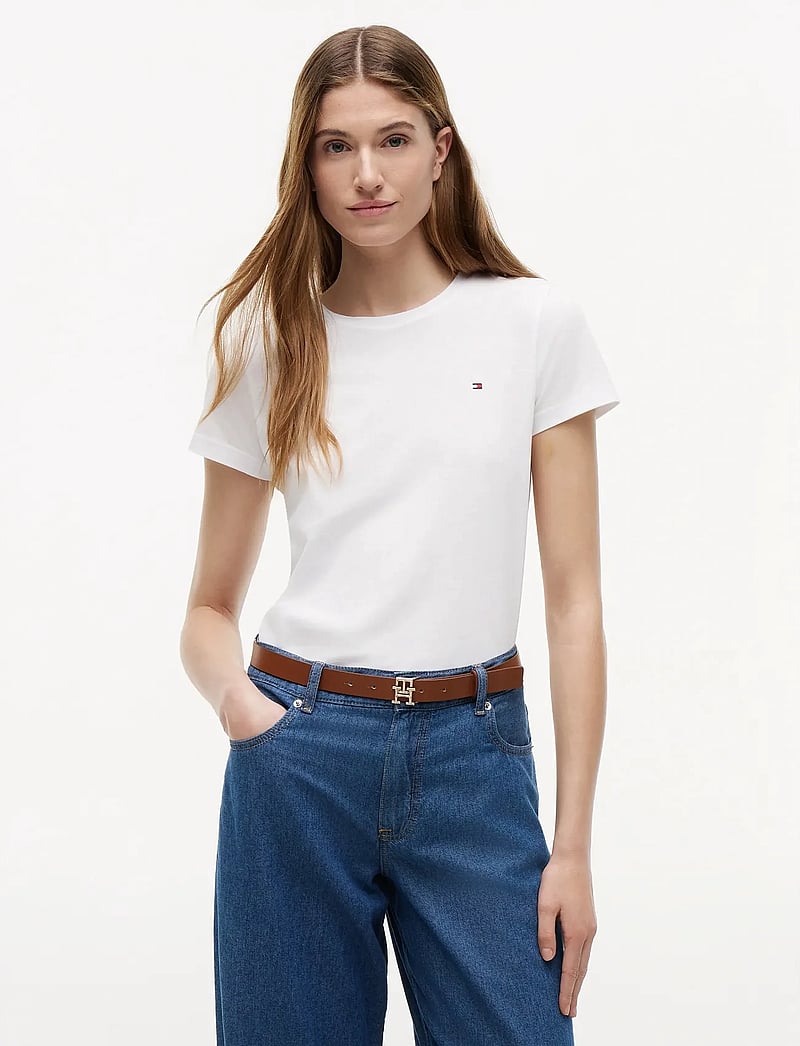 Tommy Hilfiger - HERITAGE CREW NECK TEE - t-shirts - classic white - 0