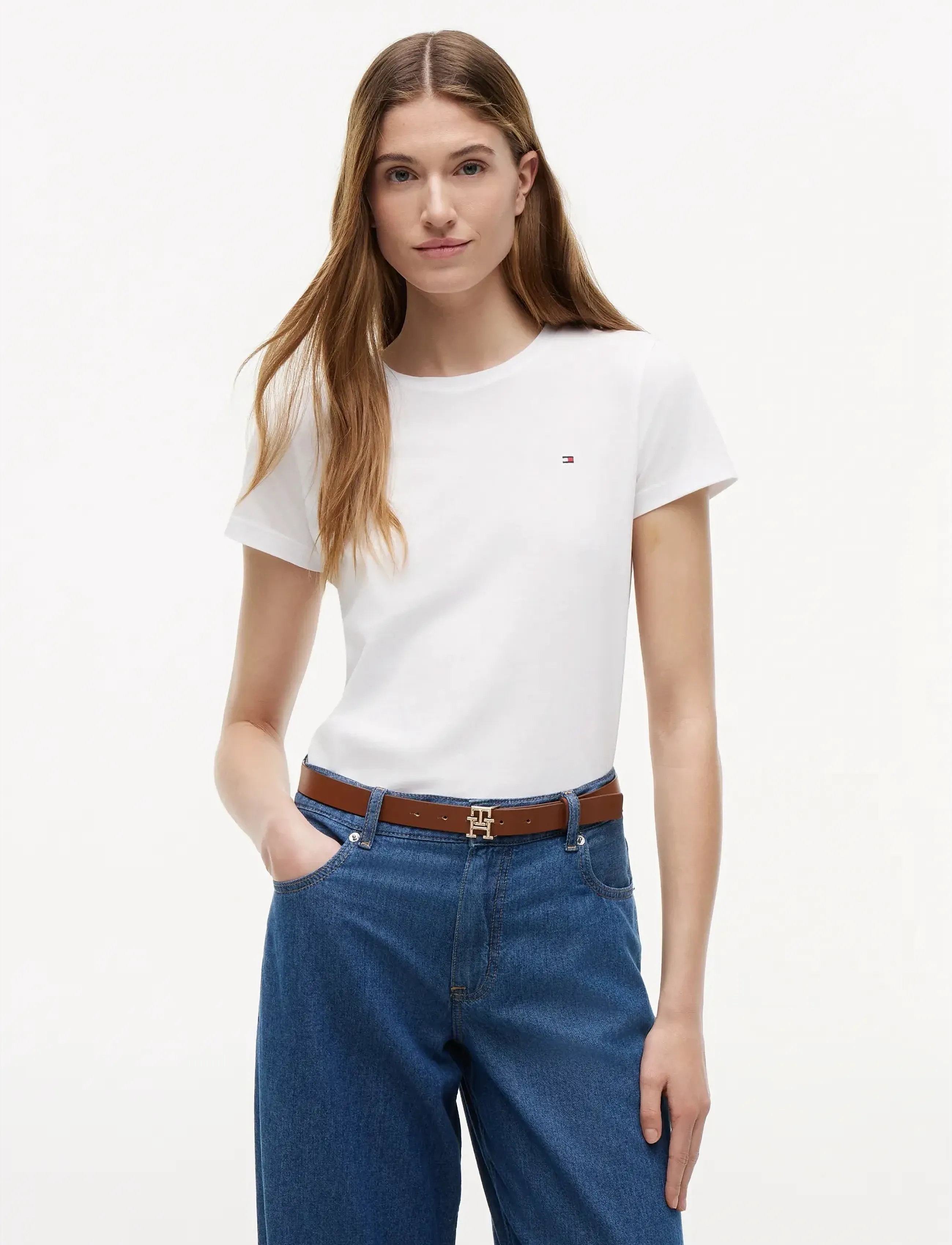 Tommy Hilfiger - HERITAGE CREW NECK TEE - stuttermarbolir - classic white - 0