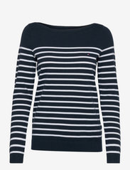 Tommy Hilfiger - HERITAGE BOAT NECK SWEATER - neulepuserot - midnight / classic .white - 0