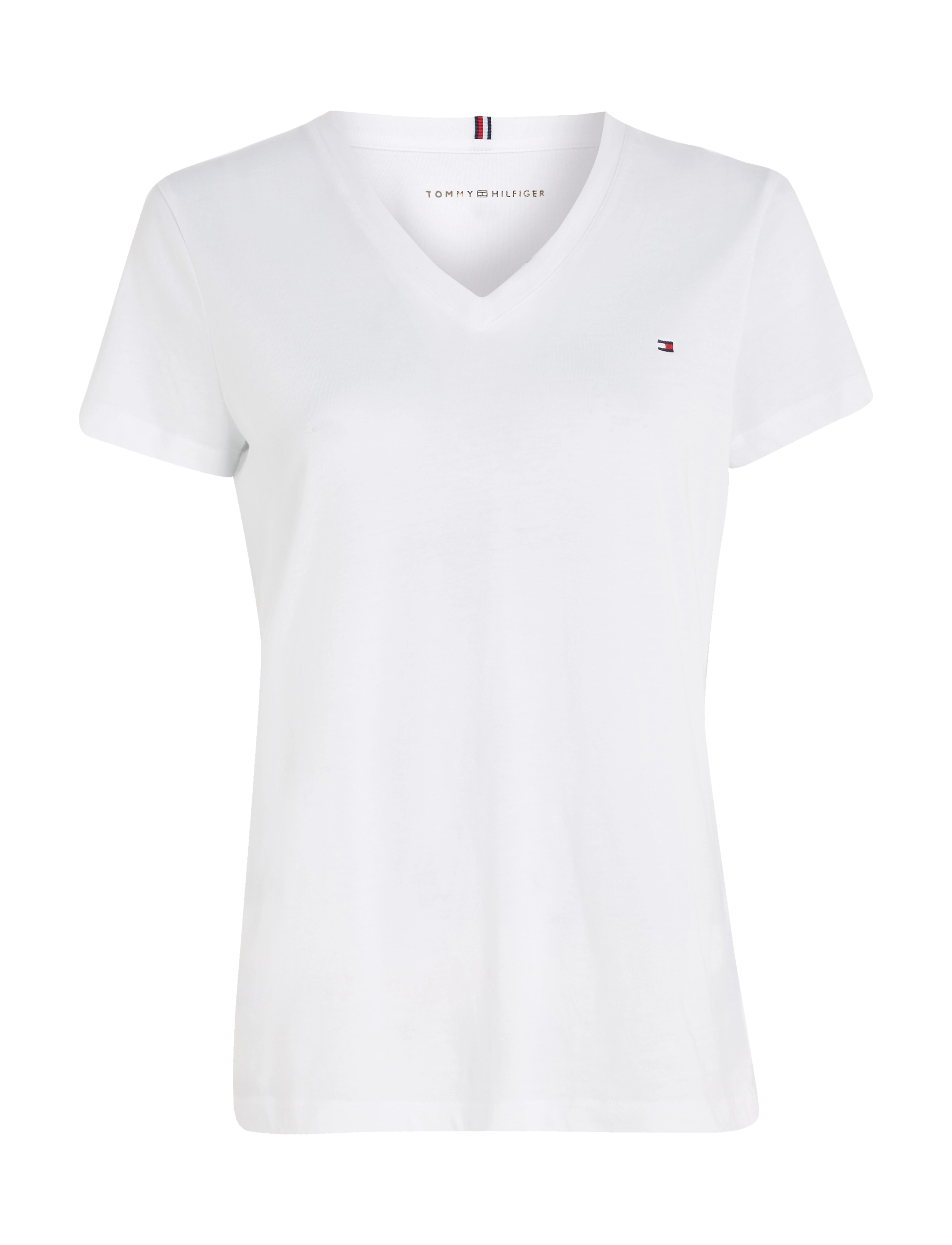 Tommy Hilfiger HERITAGE V-NECK TEE - Kläder - CLASSIC WHITE / white