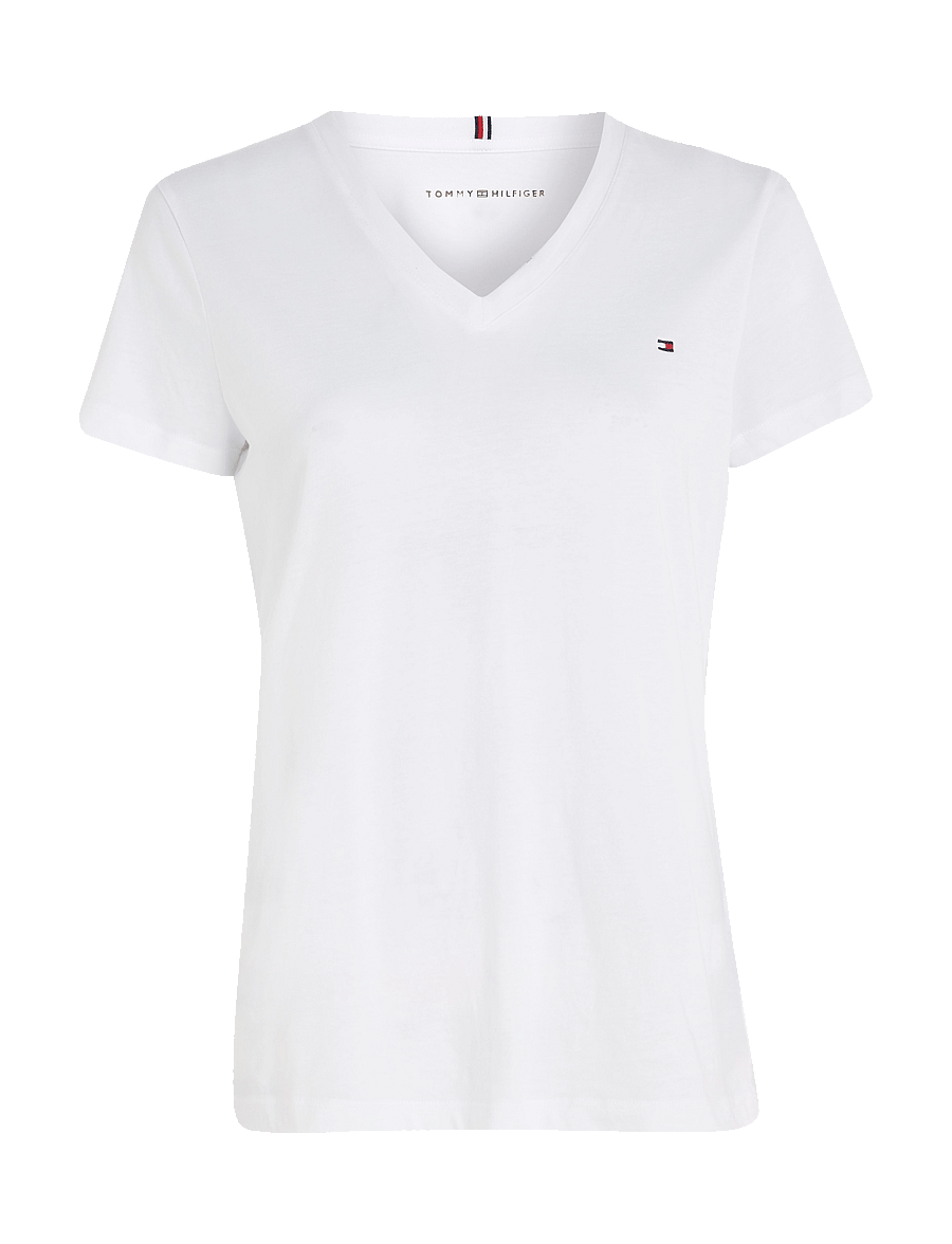 Tommy Hilfiger - HERITAGE V-NECK TEE - t-shirts - classic white - 1