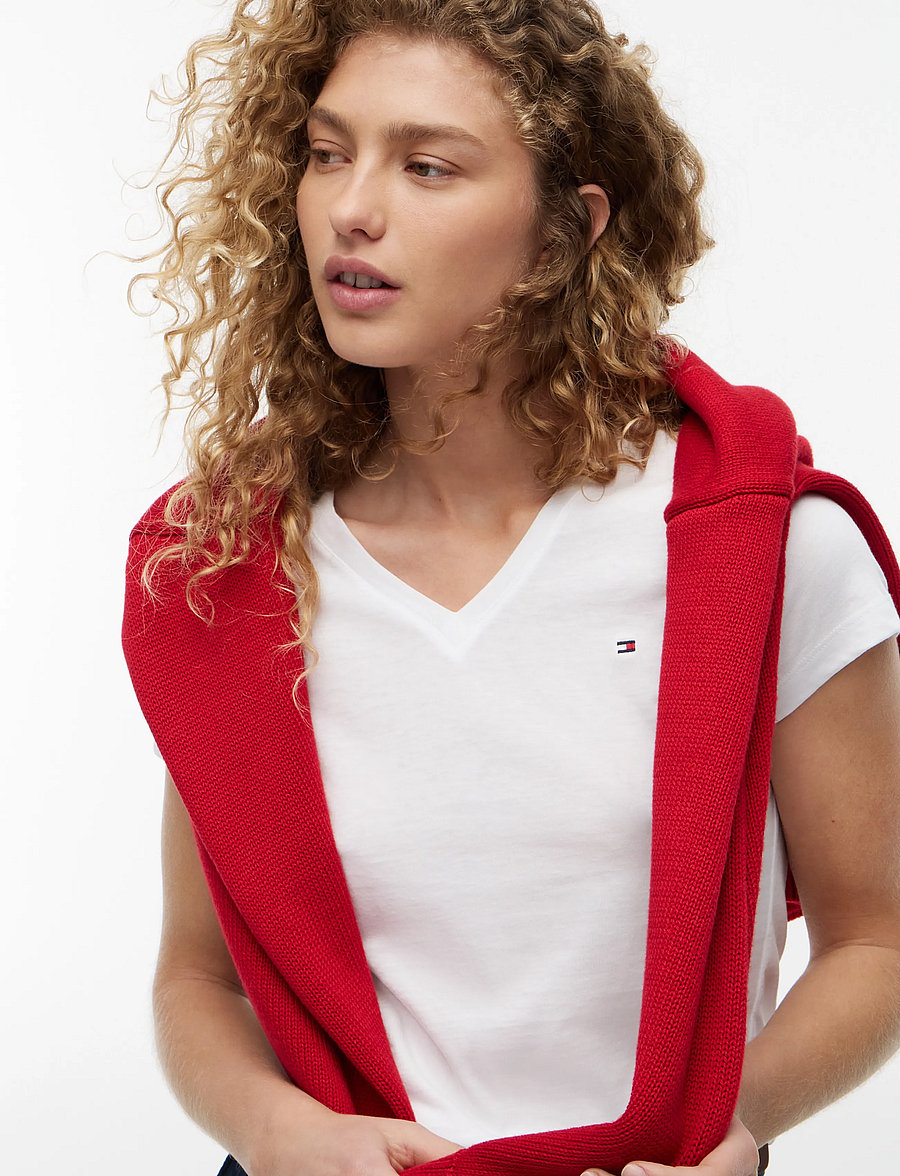 Tommy Hilfiger - HERITAGE V-NECK TEE - t-shirts - classic white - 4
