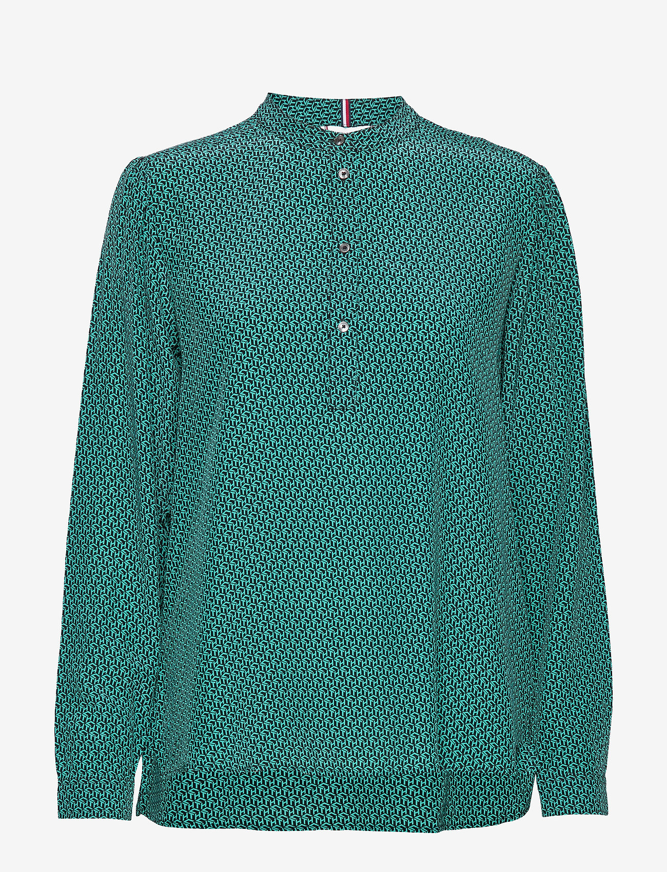 Tommy Hilfiger - DION P-OVER BLOUSE LS - mini monogram - dusty teal blk - 0