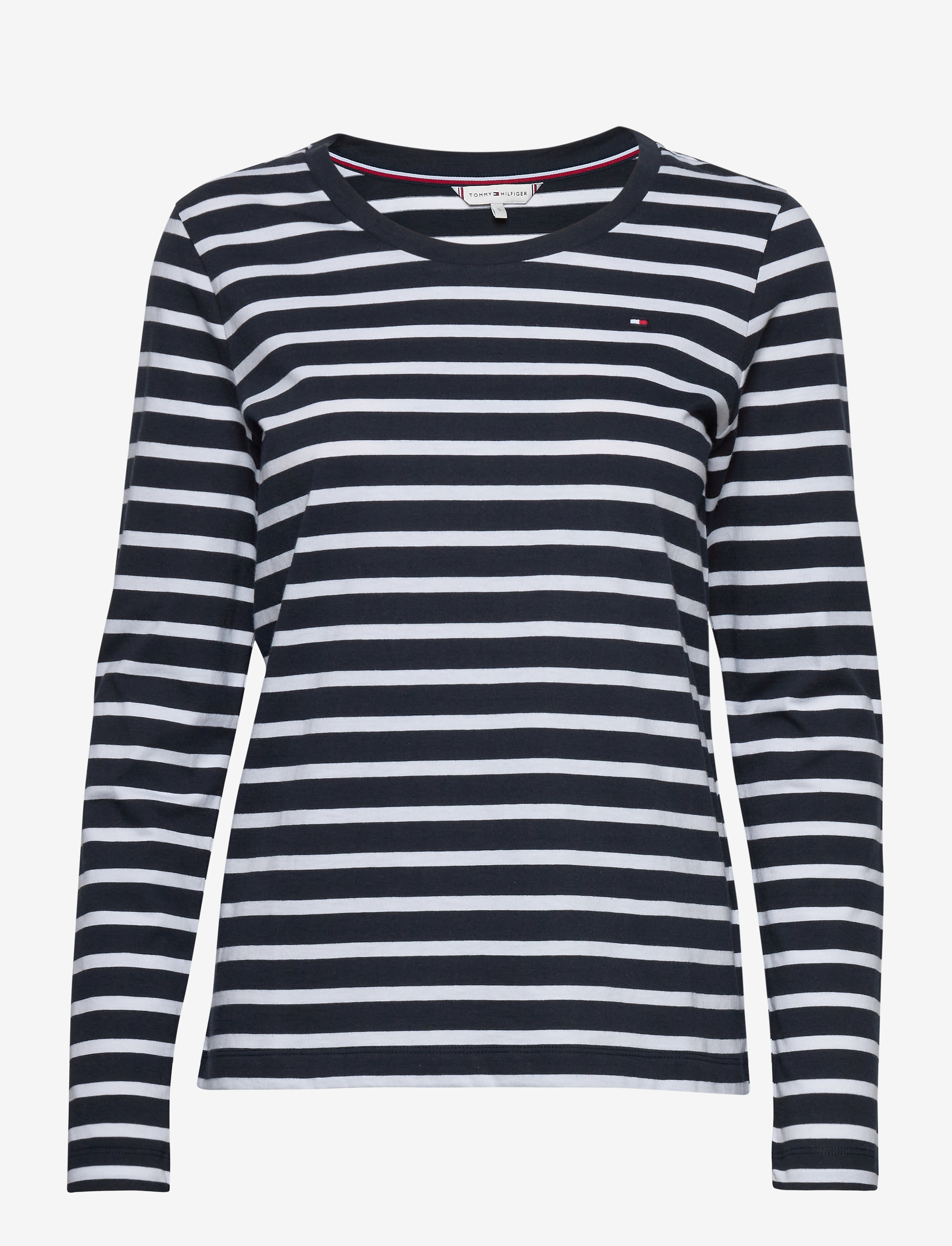 Tommy Hilfiger - CANDICE REG ROUND-NK TOP LS - we breton stp white desert sky - 0