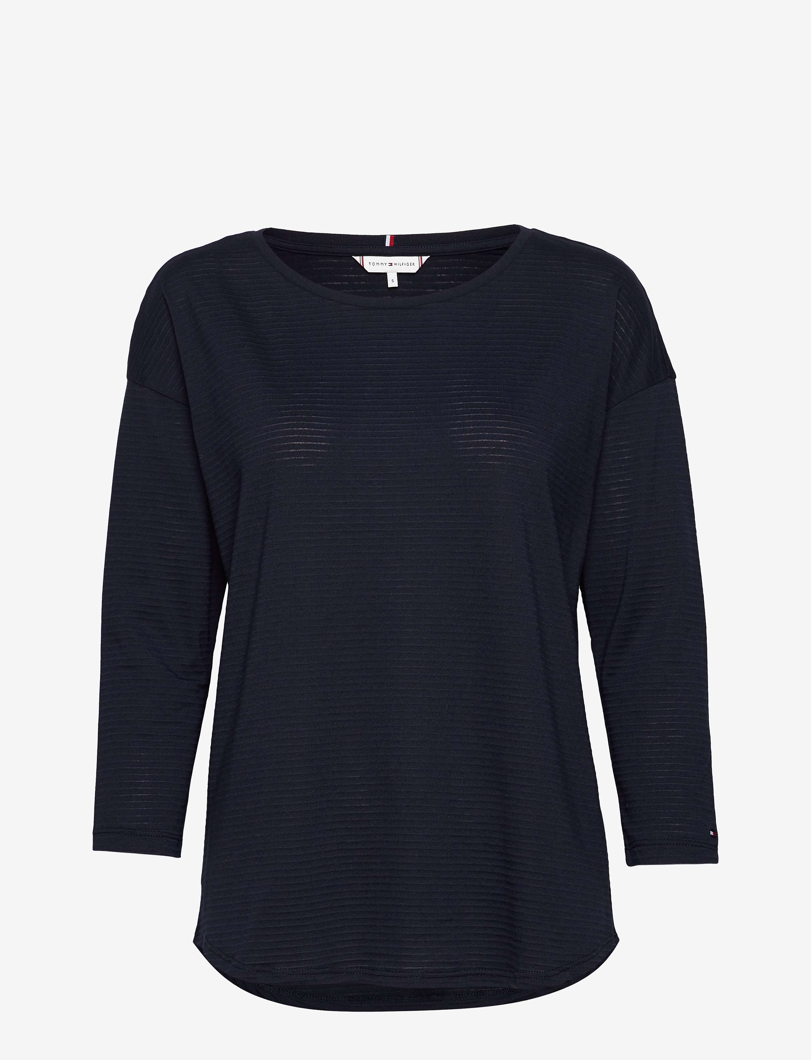 Tommy Hilfiger - BRIANNA ROUND-NK TOP 3/4 SLV - fine stp burn out desert sky - 0