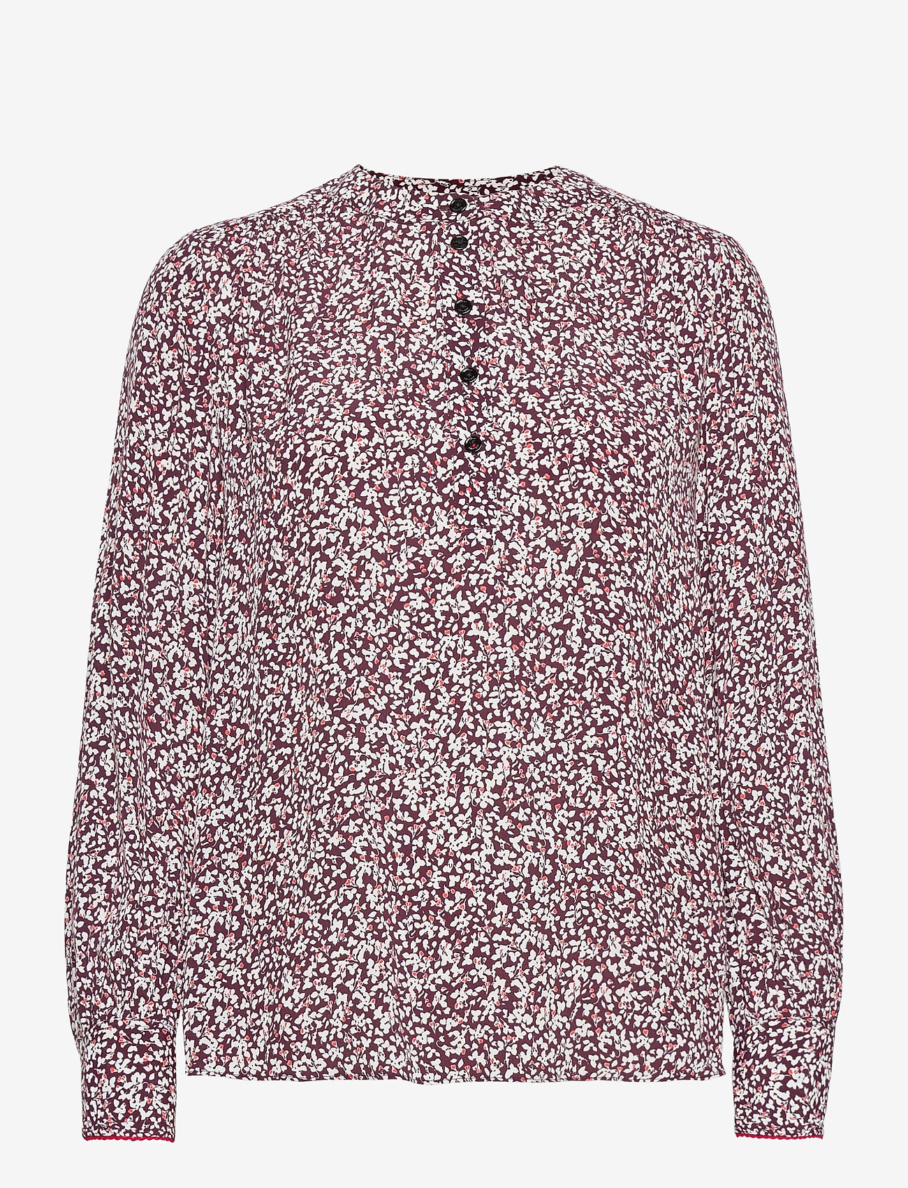 Tommy Hilfiger - ALLYN POP OVER LS BLOUSE - textural floral prt / deep burgundy - 0