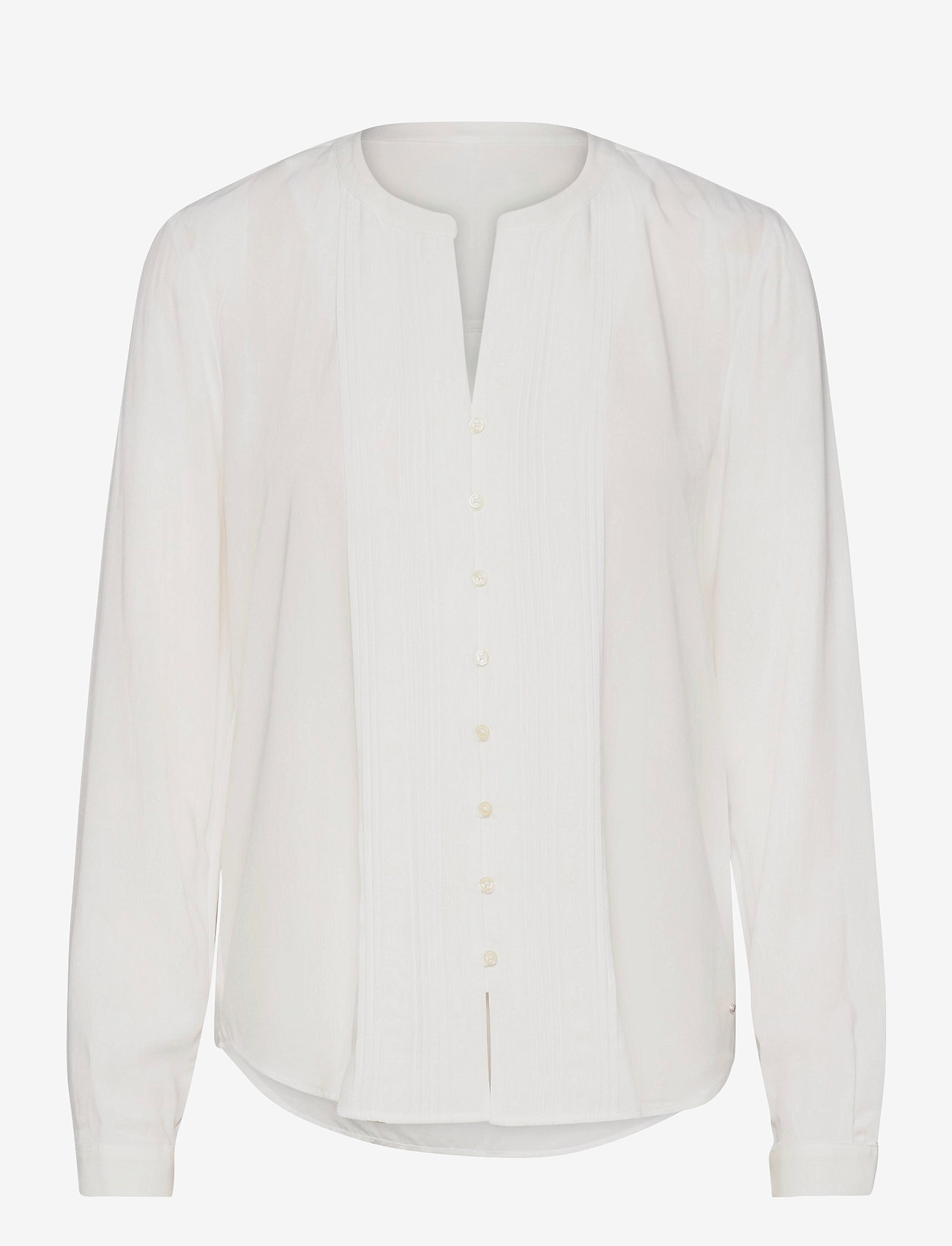 VISCOSE POPLIN REGULAR BLOUSE LS - ECRU