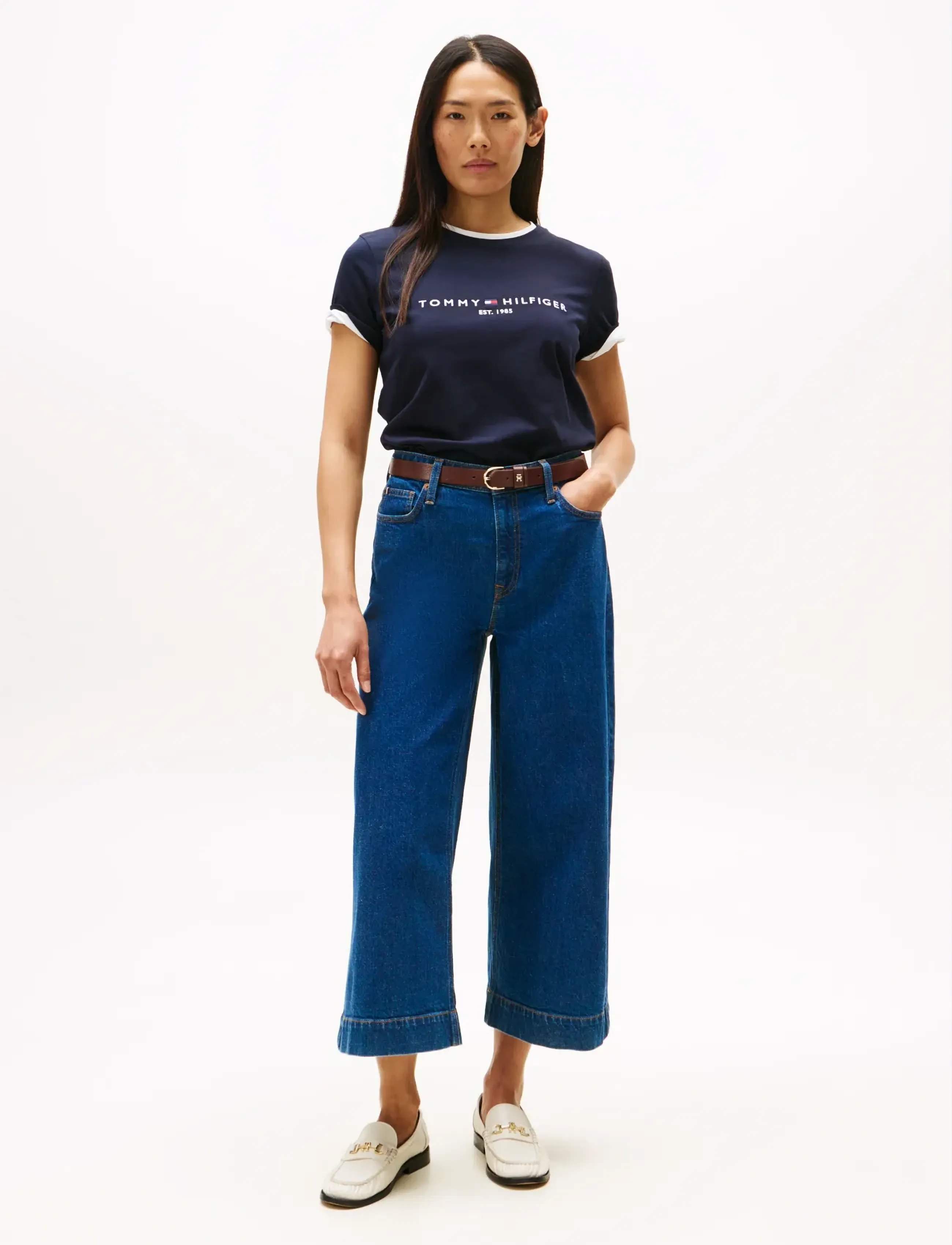 Tommy Hilfiger HERITAGE HILFIGER C-NK REG TEE - T-Shirts & Tops - DESERT SKY / black