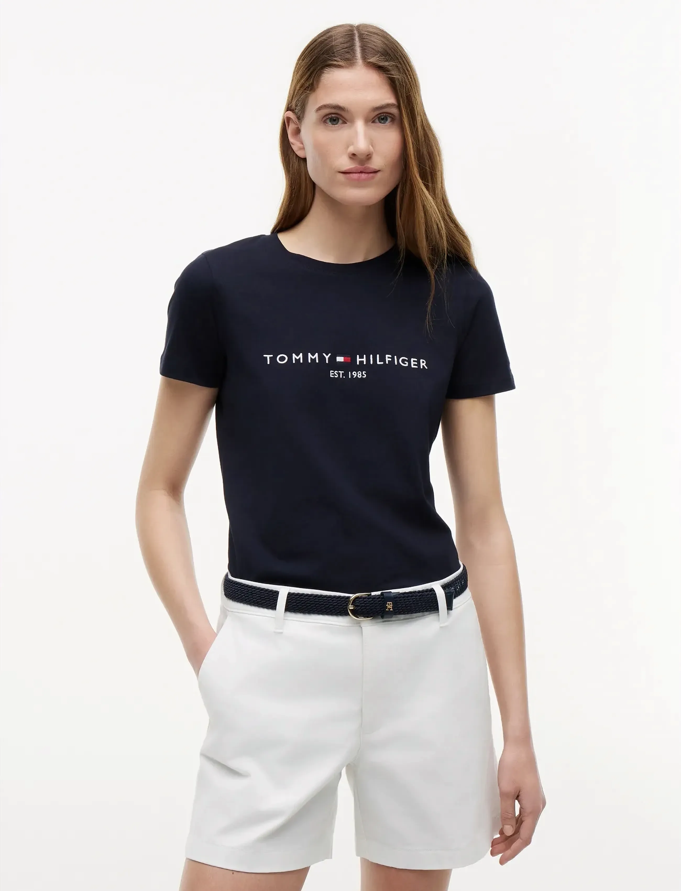 Tommy Hilfiger HERITAGE HILFIGER C-NK REG TEE - T-shirts - DESERT SKY / black