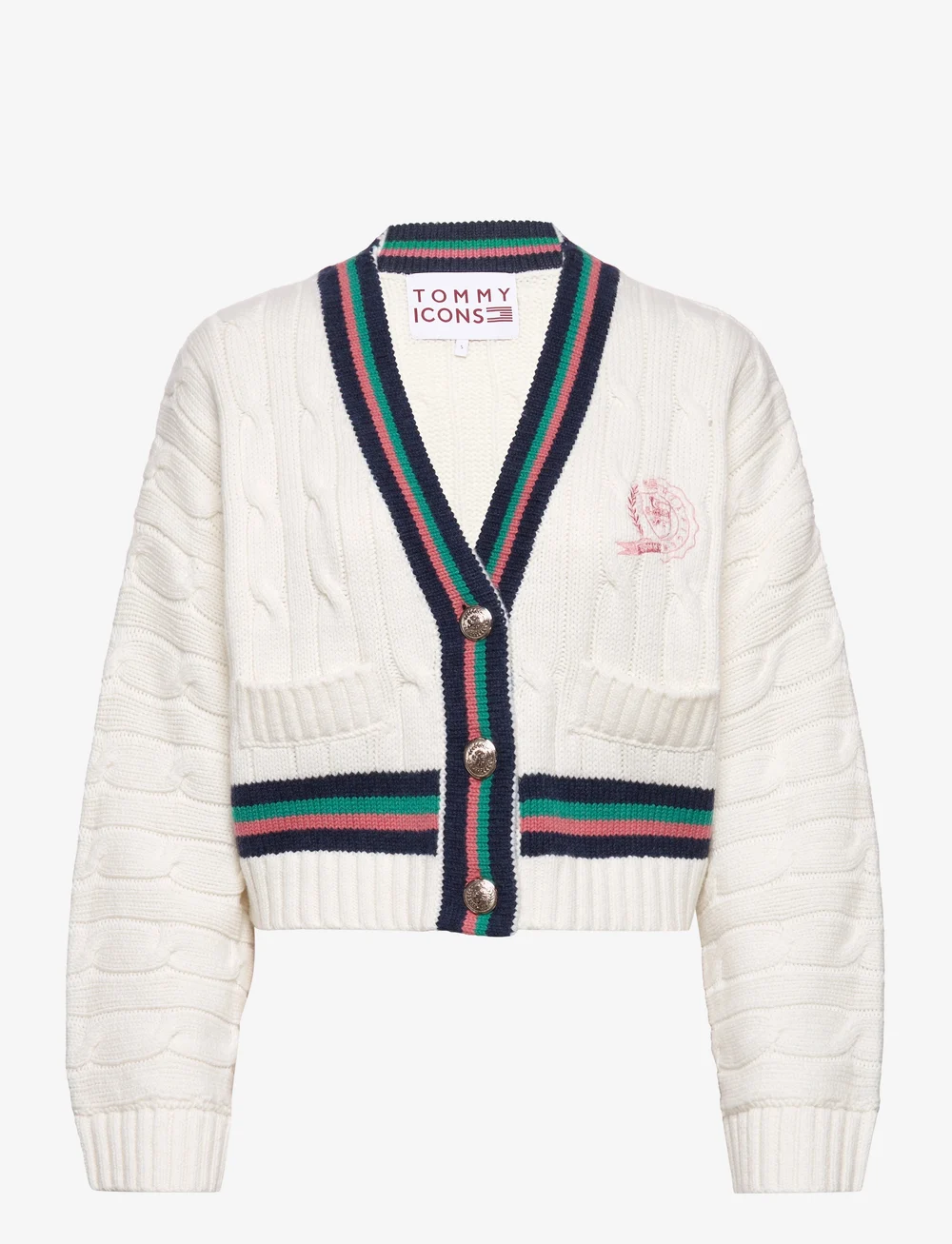 Tommy Hilfiger Icon Cable V-nk Cardigan – knitwear – shop at Booztlet