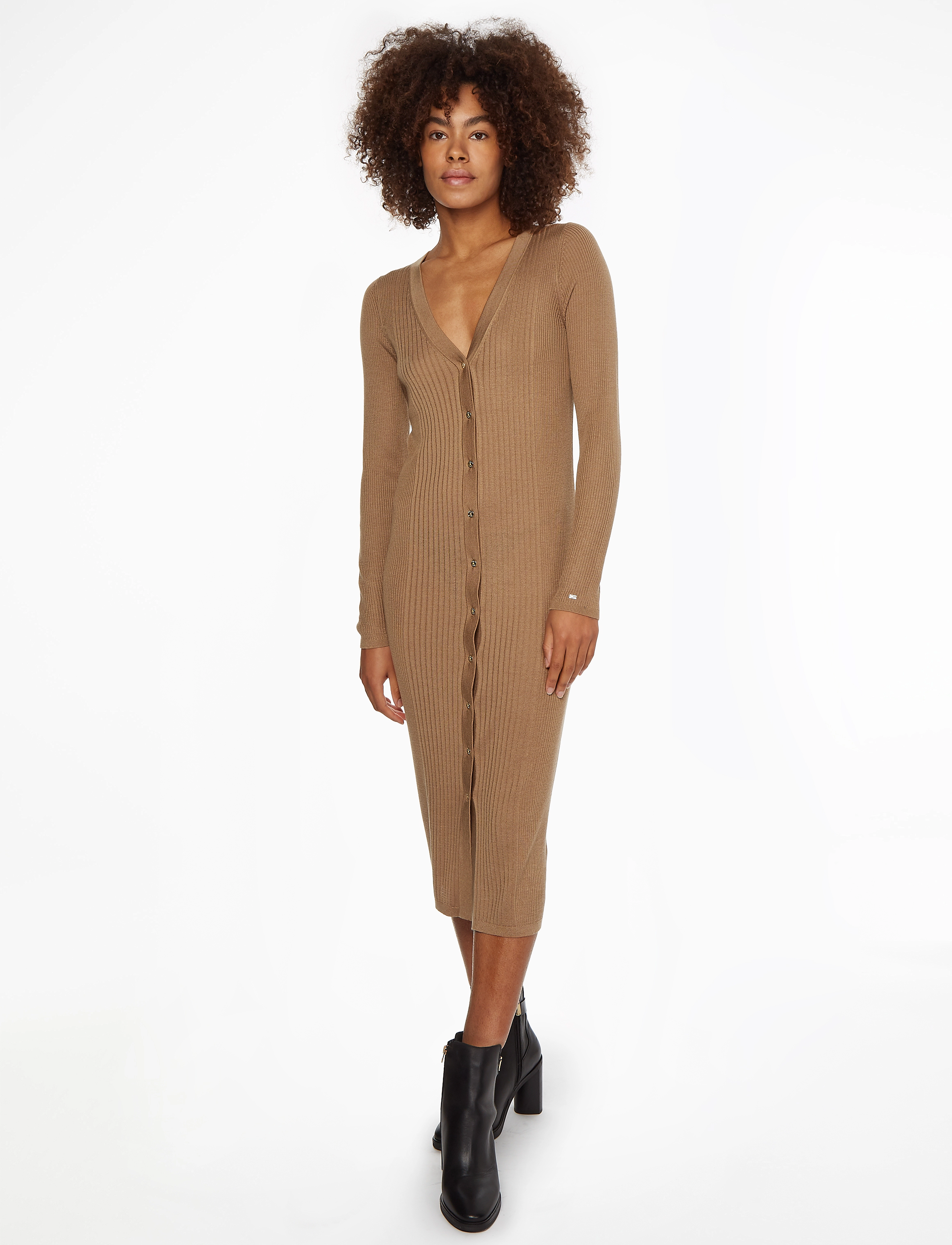 Tommy Hilfiger - LYOCELL SILK LONG V-NK CARDIGAN - countryside khaki - 2