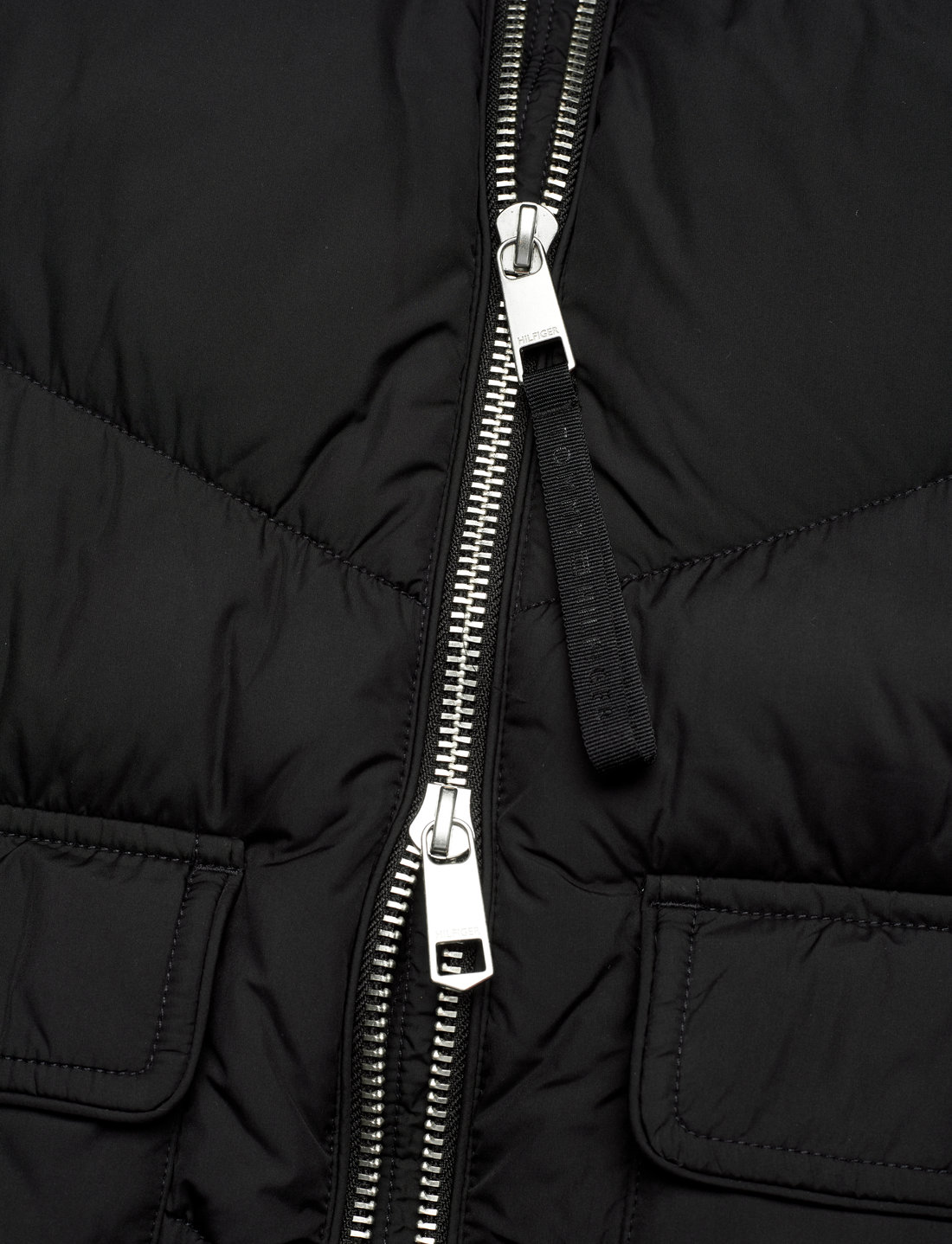 Tommy hilfiger long 2025 chevron quilted puffer coat