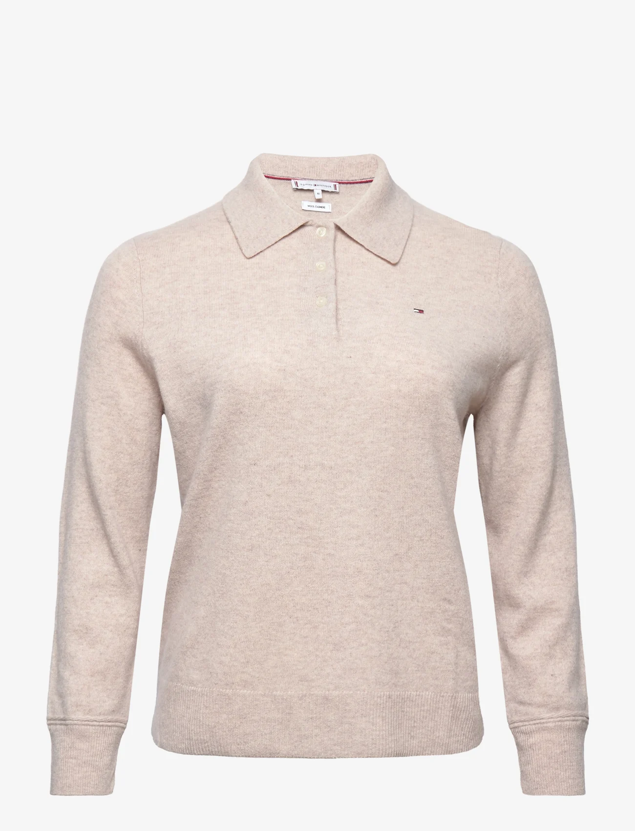 Tommy Hilfiger - CRV WOOL CASH POLO-NK SWEATER - t-shirts & tops - white dove heather - 0