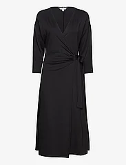 Tommy Hilfiger - REG VISC WRAP KNEE DRESS 7/8 - wrap dresses - black - 0