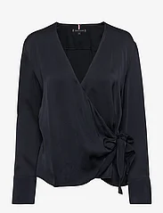 Tommy Hilfiger Vis Crepe Solid Wrap Blouse Ls - Long sleeved blouses