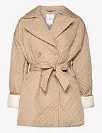QUILTED PEACOAT - BEIGE