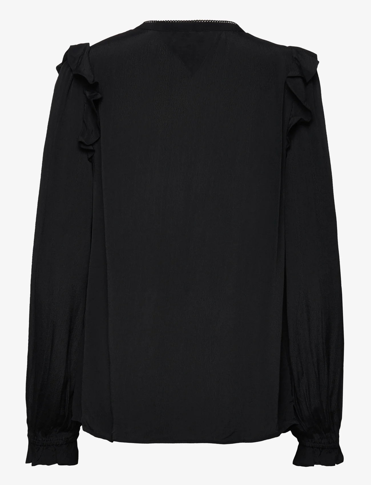 Tommy Hilfiger - MOSS CREPE SOLID BLOUSE LS - long-sleeved blouses - black - 1