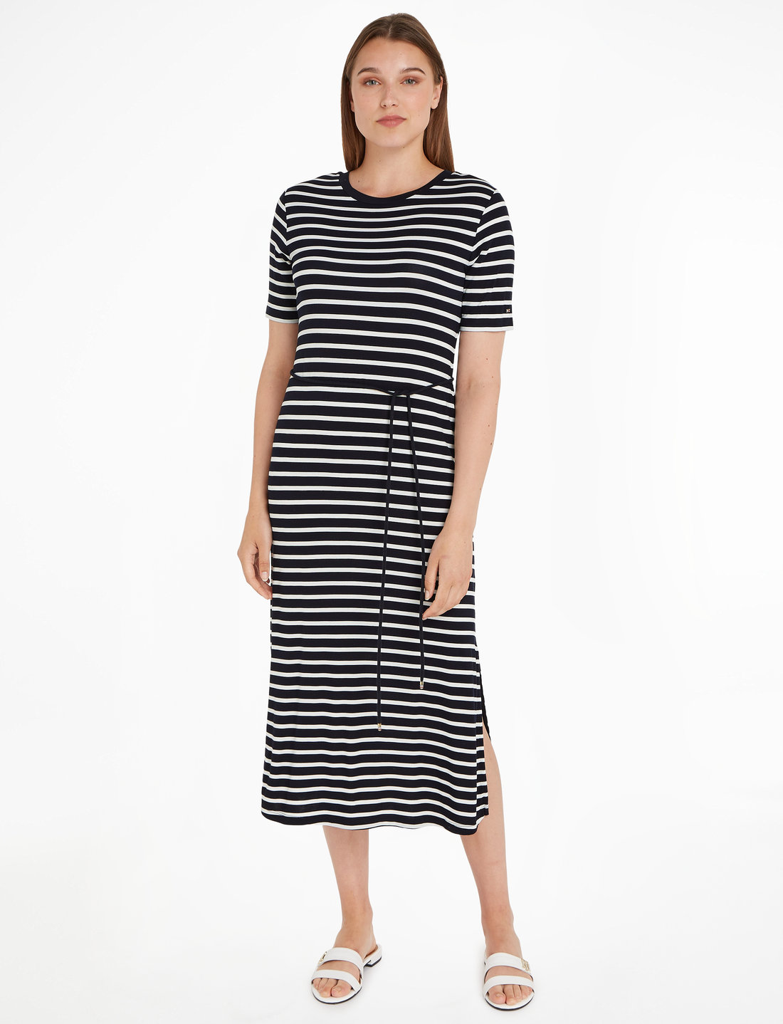 Tommy Hilfiger Reg Stripe O nk Midi Drs Ss Midi dresses Boozt