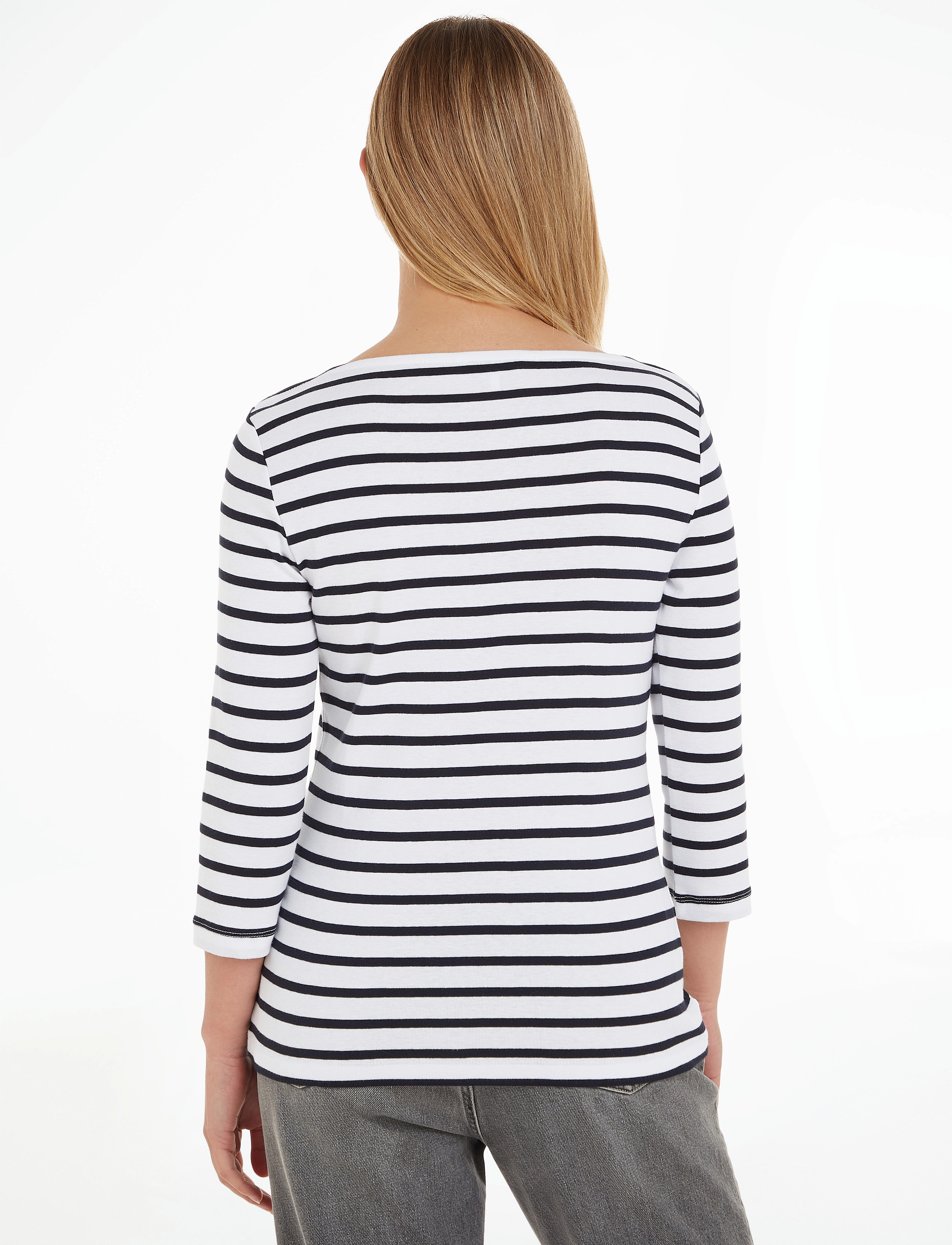 Tommy Hilfiger - SLIM CODY RIB STP B-NK 3/4SLV - breton stp w white/ desert sky - 3