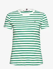 Tommy Hilfiger - 1985 SLIM SLUB C-NK SS - t-shirts & tops - breton ecru/olympic green - 0