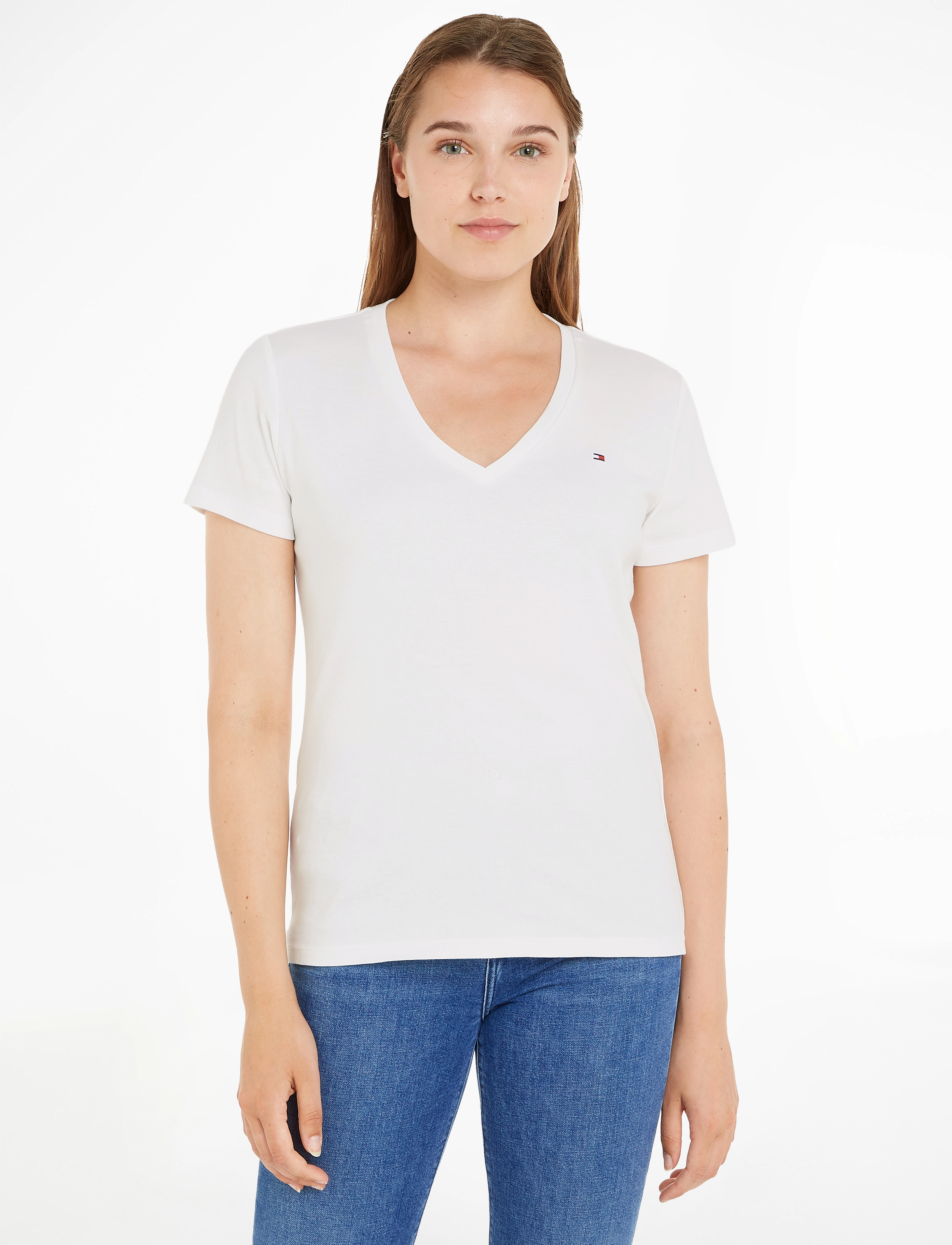 Tommy Hilfiger - SLIM CODY RIB V-NECK SS - ecru - 2