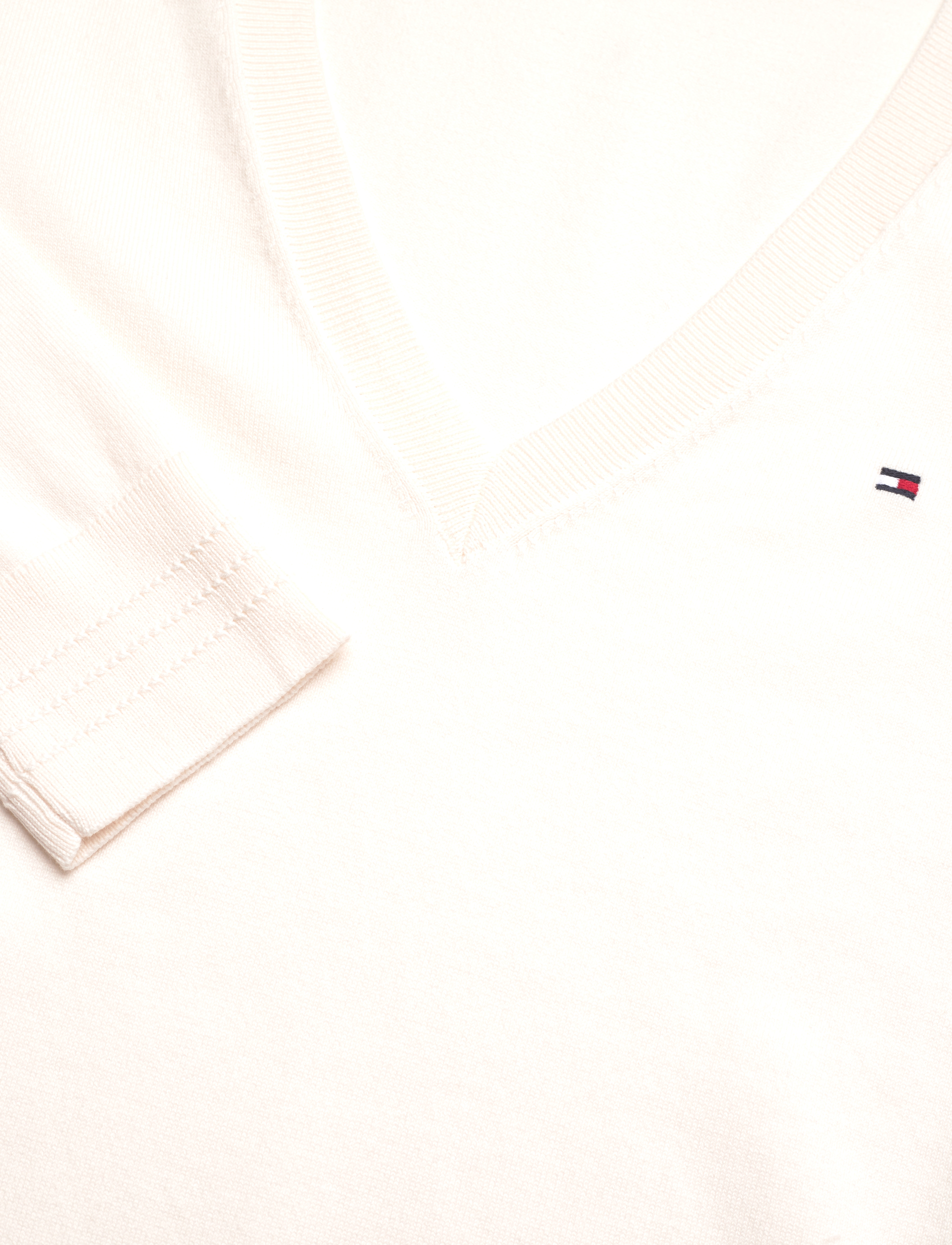 Tommy Hilfiger - JERSEY STITCH V-NK SWEATER - weathered white - 2