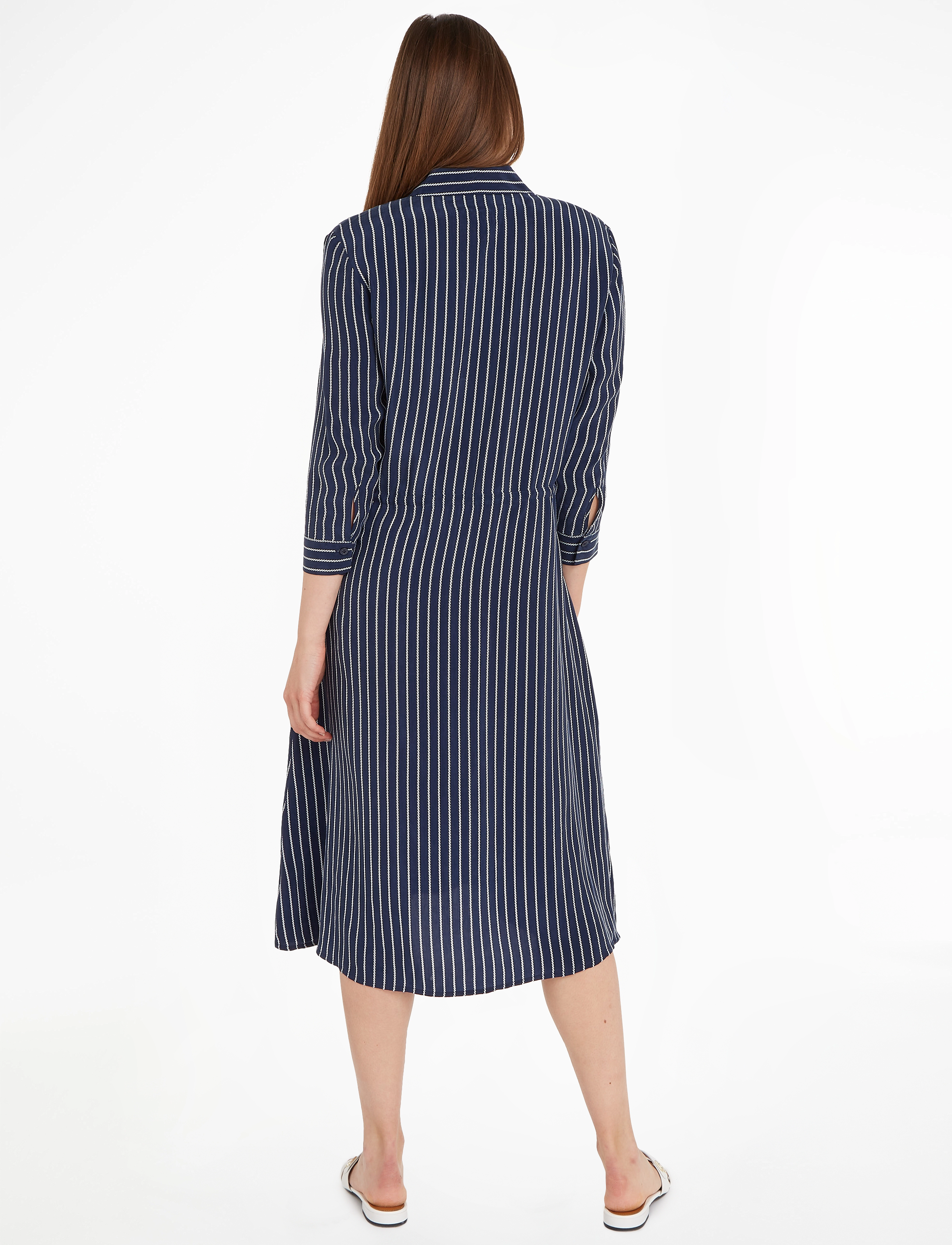 Tommy Hilfiger - CUPRO ROPE ST MIDI SHIRT DRESS - rope stp/ carbon navy/ white - 3