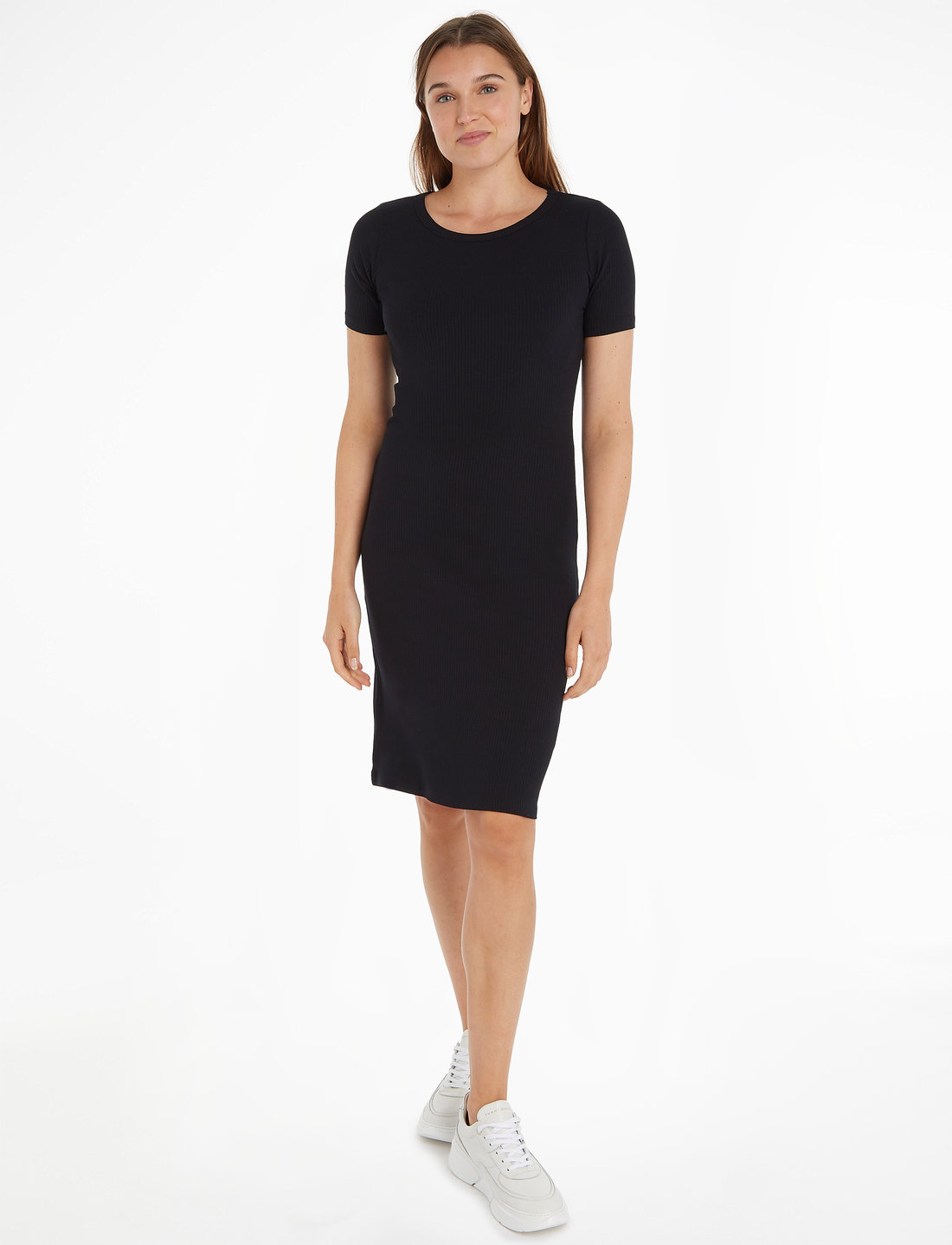 Tommy Hilfiger Reg 5x2 Rib Knee Dress Ss Midi dresses Boozt