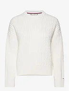 CABLE ALL OVER C-NK SWEATER - ECRU