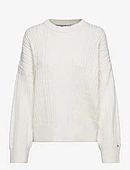CABLE ALL OVER C-NK SWEATER - ECRU