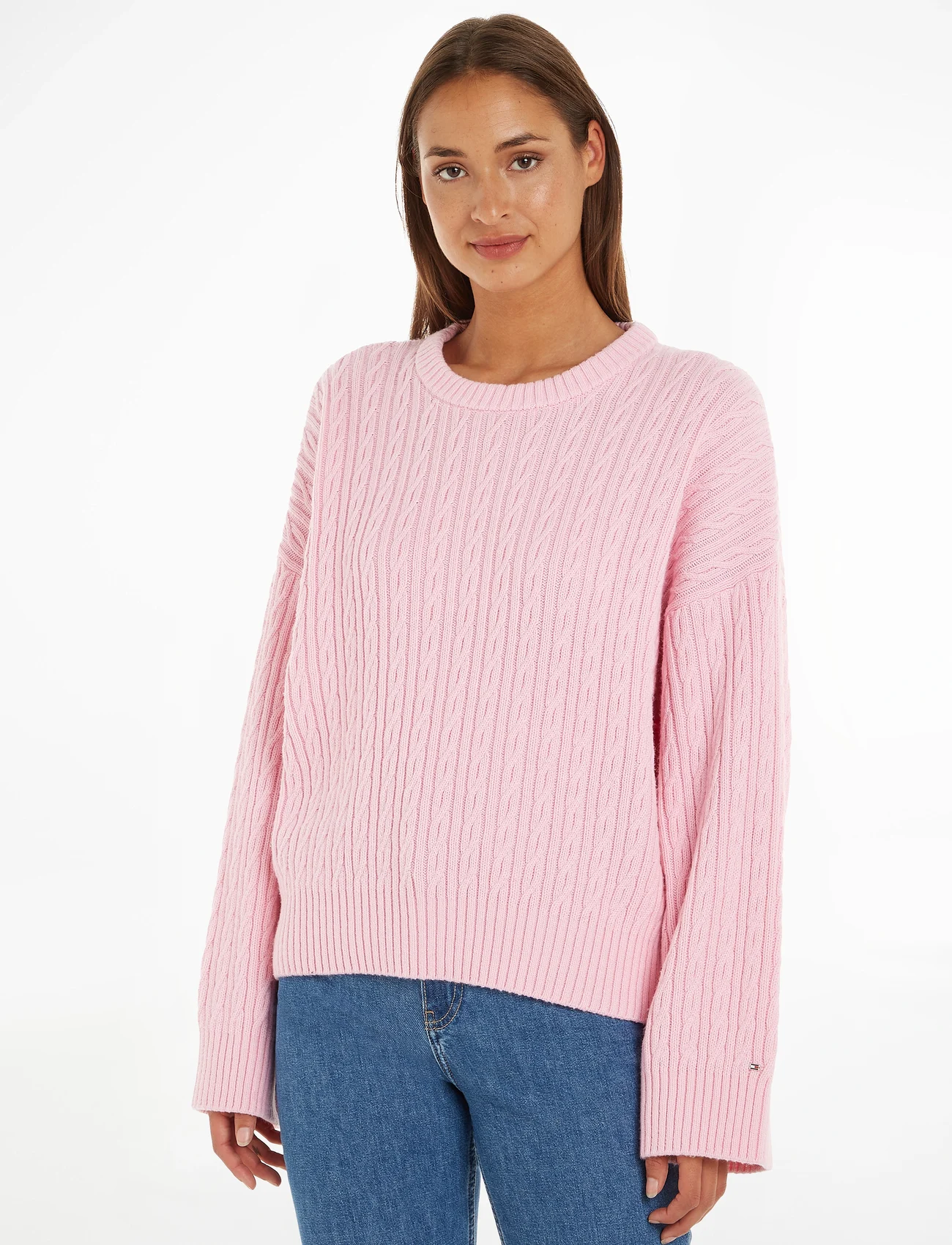 Tommy Hilfiger - CABLE ALL OVER C-NK SWEATER - neulepuserot - iconic pink - 1