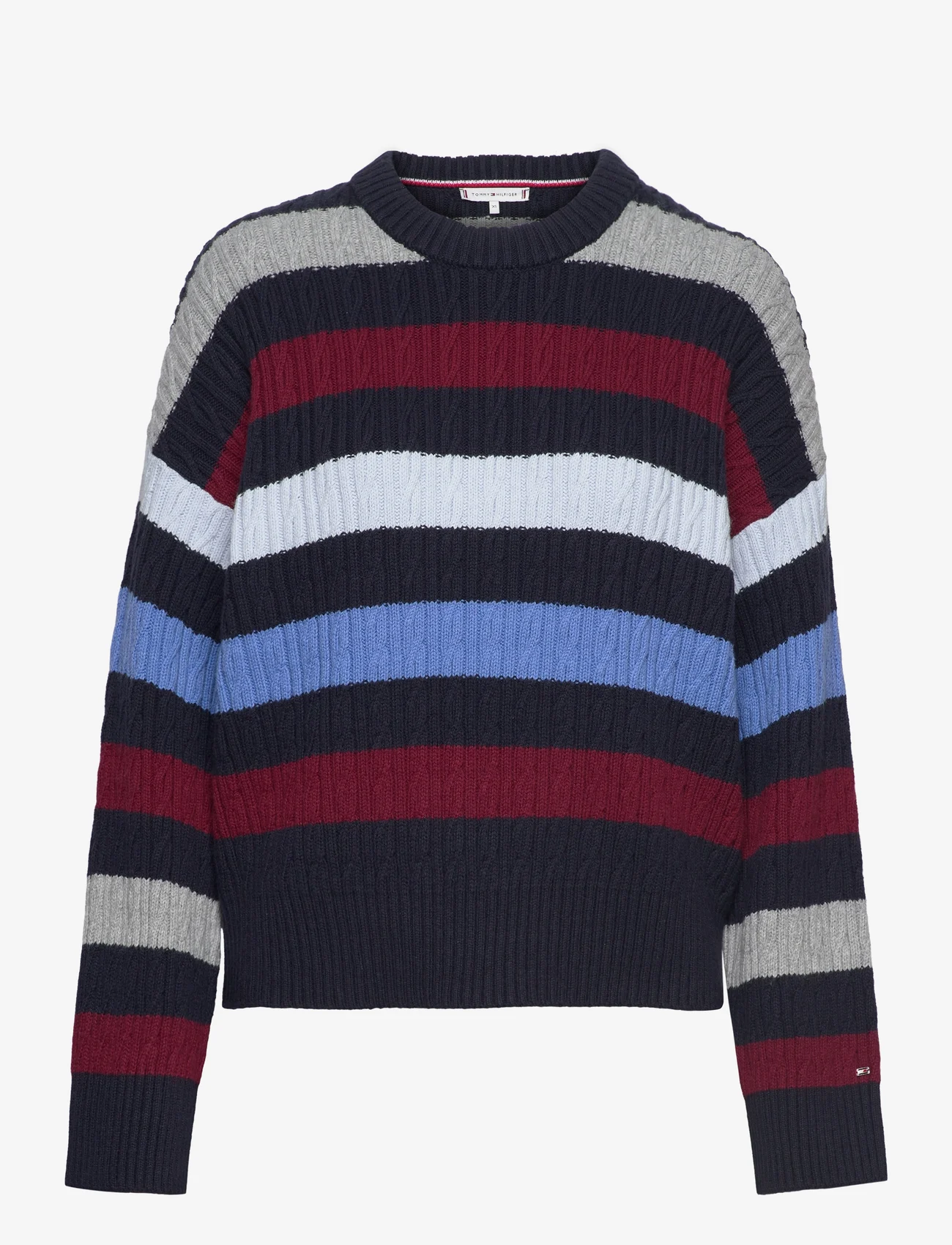 Tommy Hilfiger - CABLE RWB STRIPE C-NK SWEATER - jumpers - multicolored stp - 0