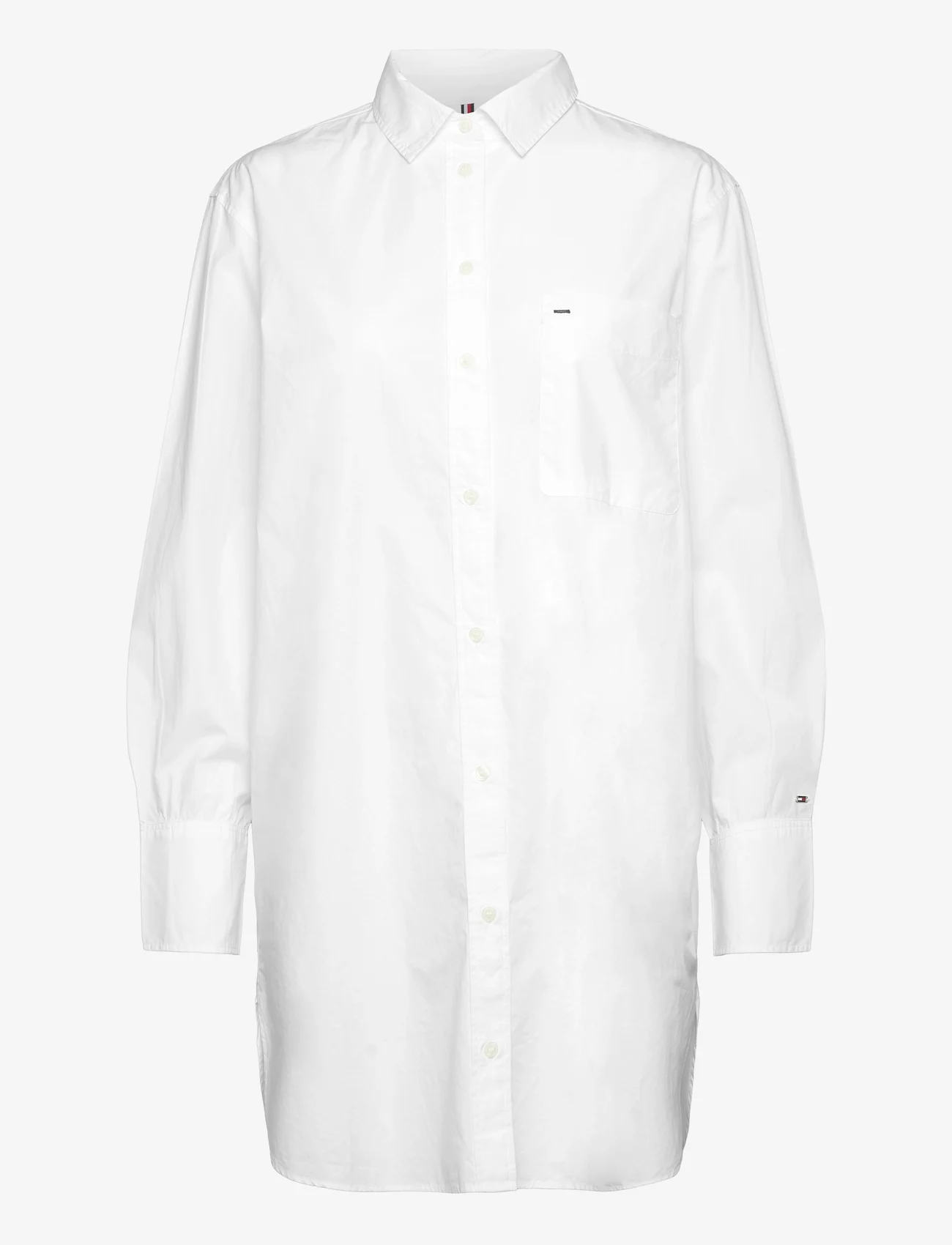 Tommy Hilfiger - ORG CO HERO SHORT SHIRT DRESS LS - krekli ar garām piedurknēm - th optic white - 0
